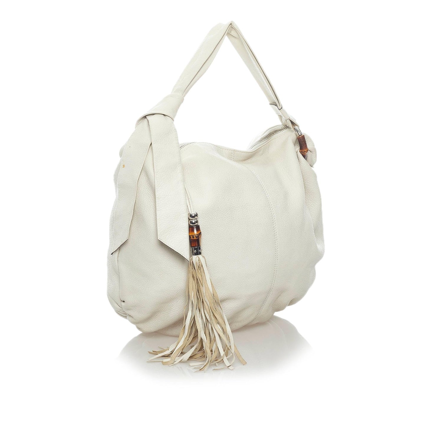 Gucci Bamboo Jungle SHG Leather Calf White Shoulder Bag
