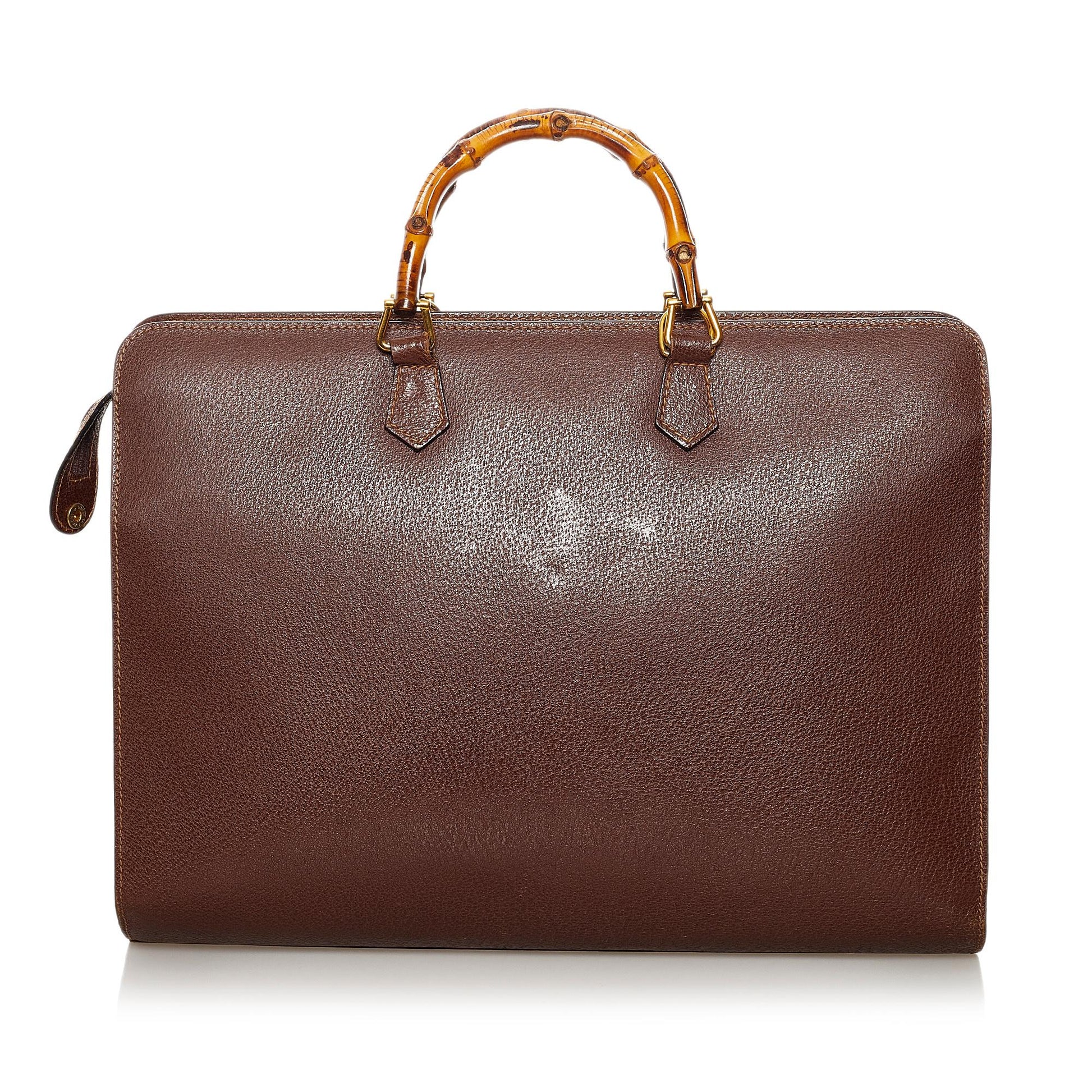 Gucci Bamboo Briefcase SHG Leather Calf Brown Tote Bag