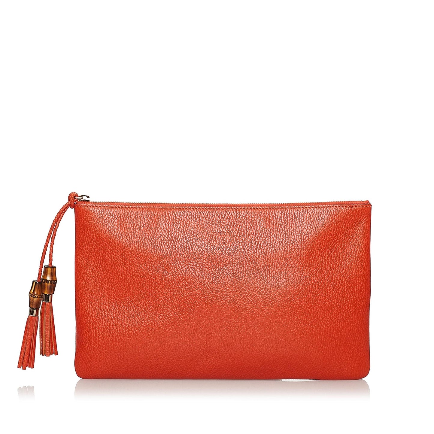 Gucci Bamboo SHG Leather Calf Orange Clutch Bag