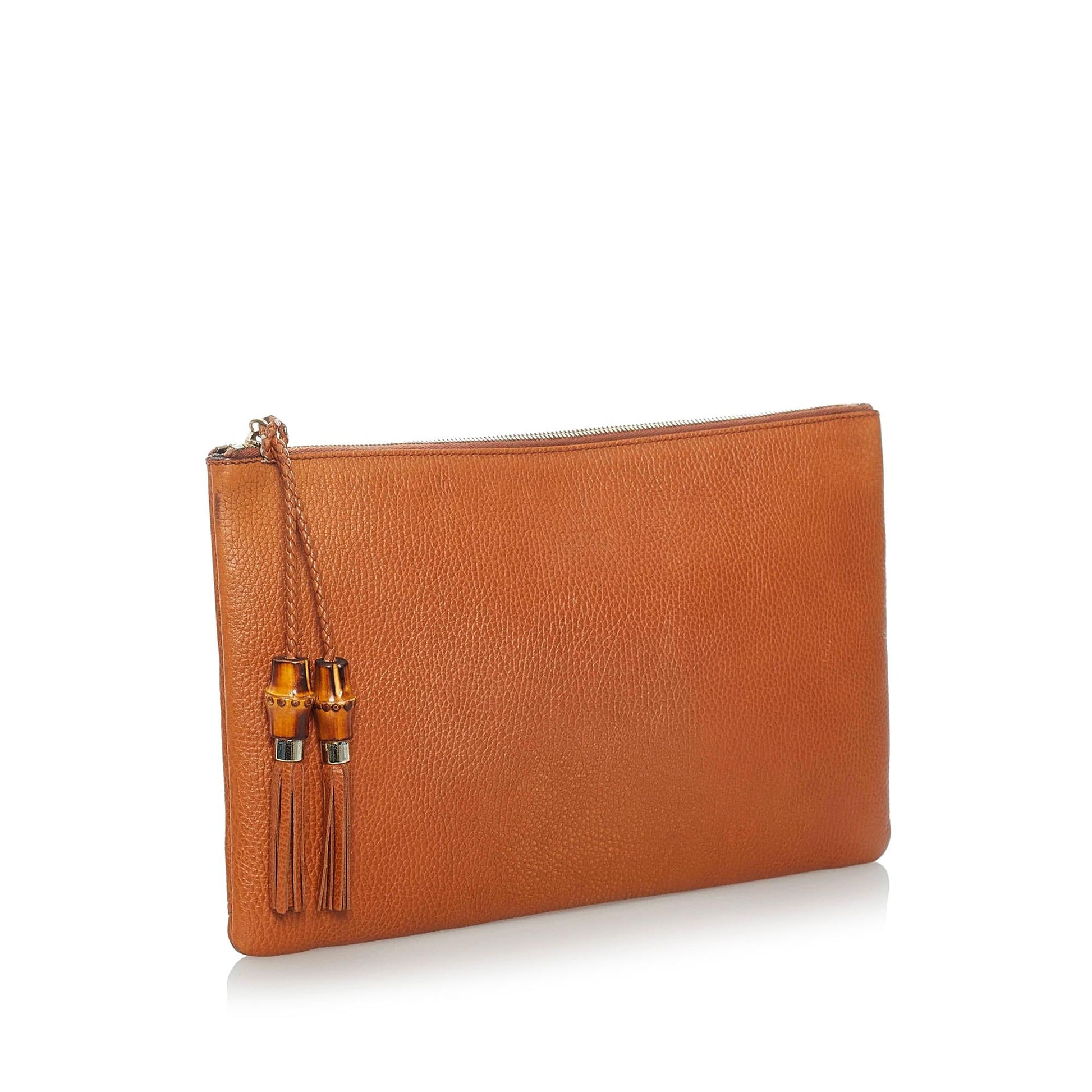 Gucci Bamboo SHG Leather Calf Brown Clutch Bag