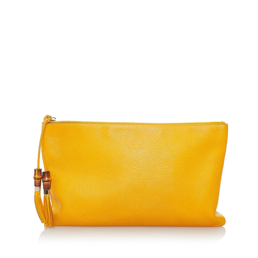 Gucci Bamboo SHG Leather Calf Clutch Bag