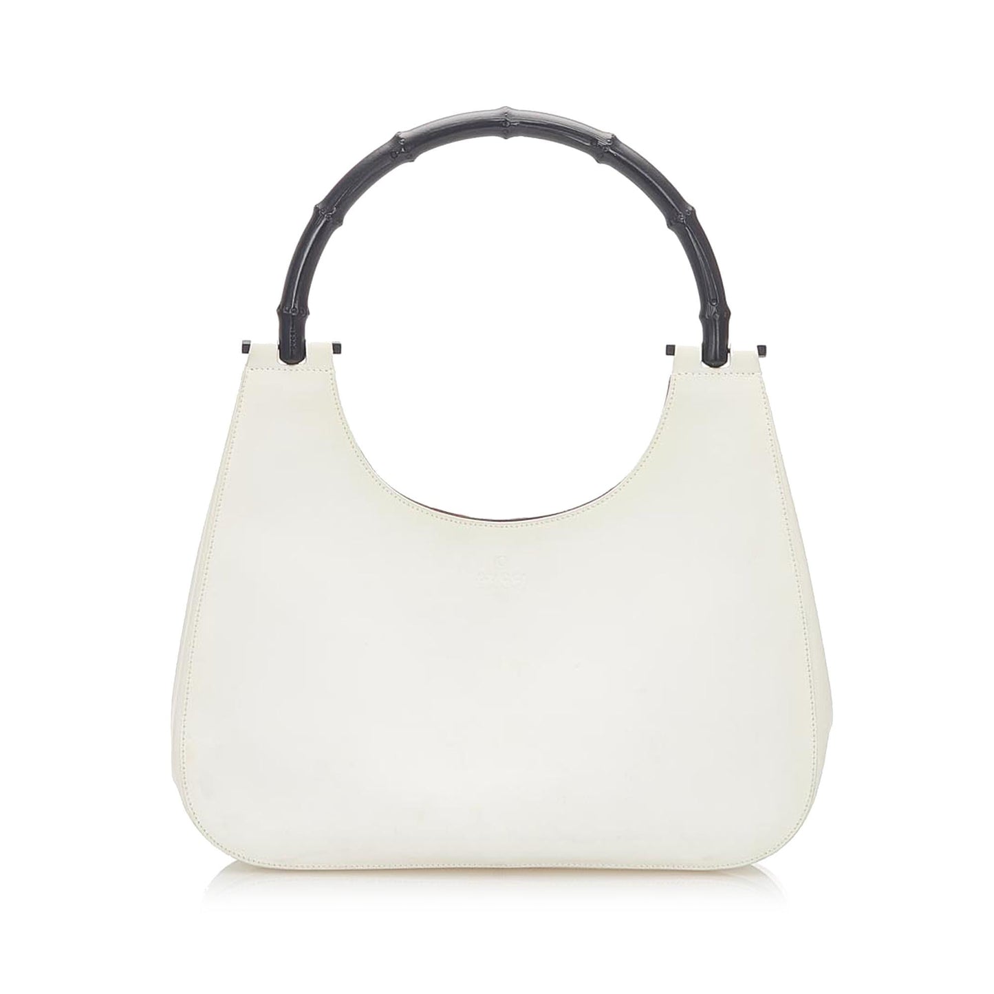 Gucci Bamboo SHG Leather Calf Black White Satchel Bag