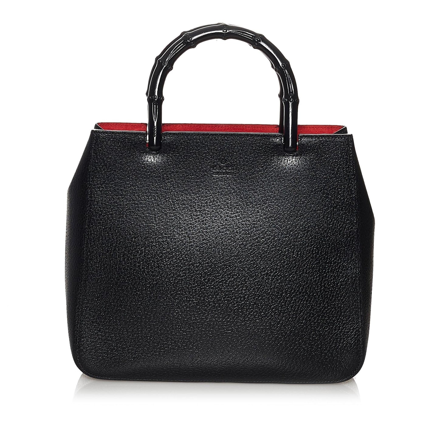 Gucci Bamboo SHG Leather Calf Black Satchel Bag Handbag Shg