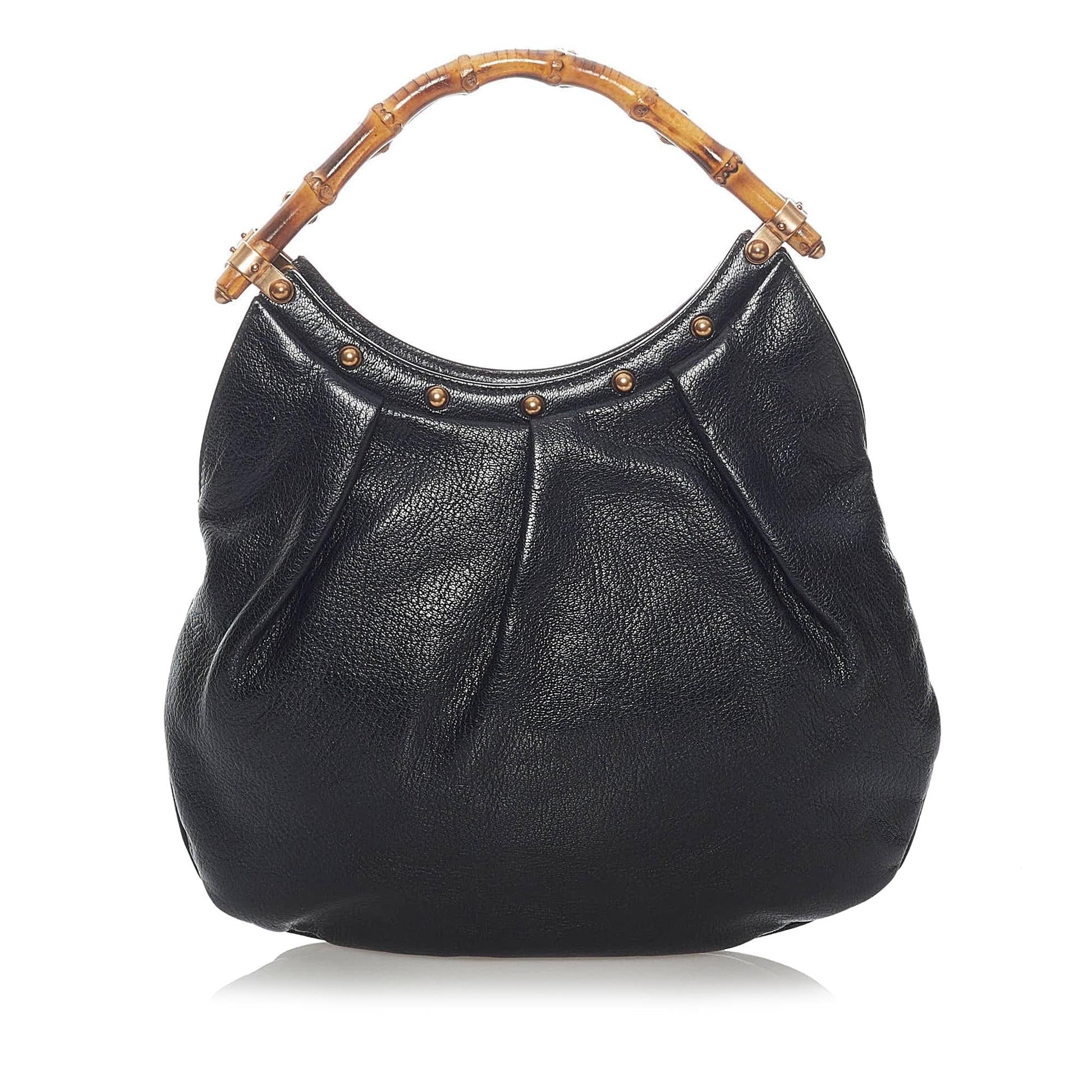 Gucci Bamboo SHG Leather Calf Black Satchel Bag 4