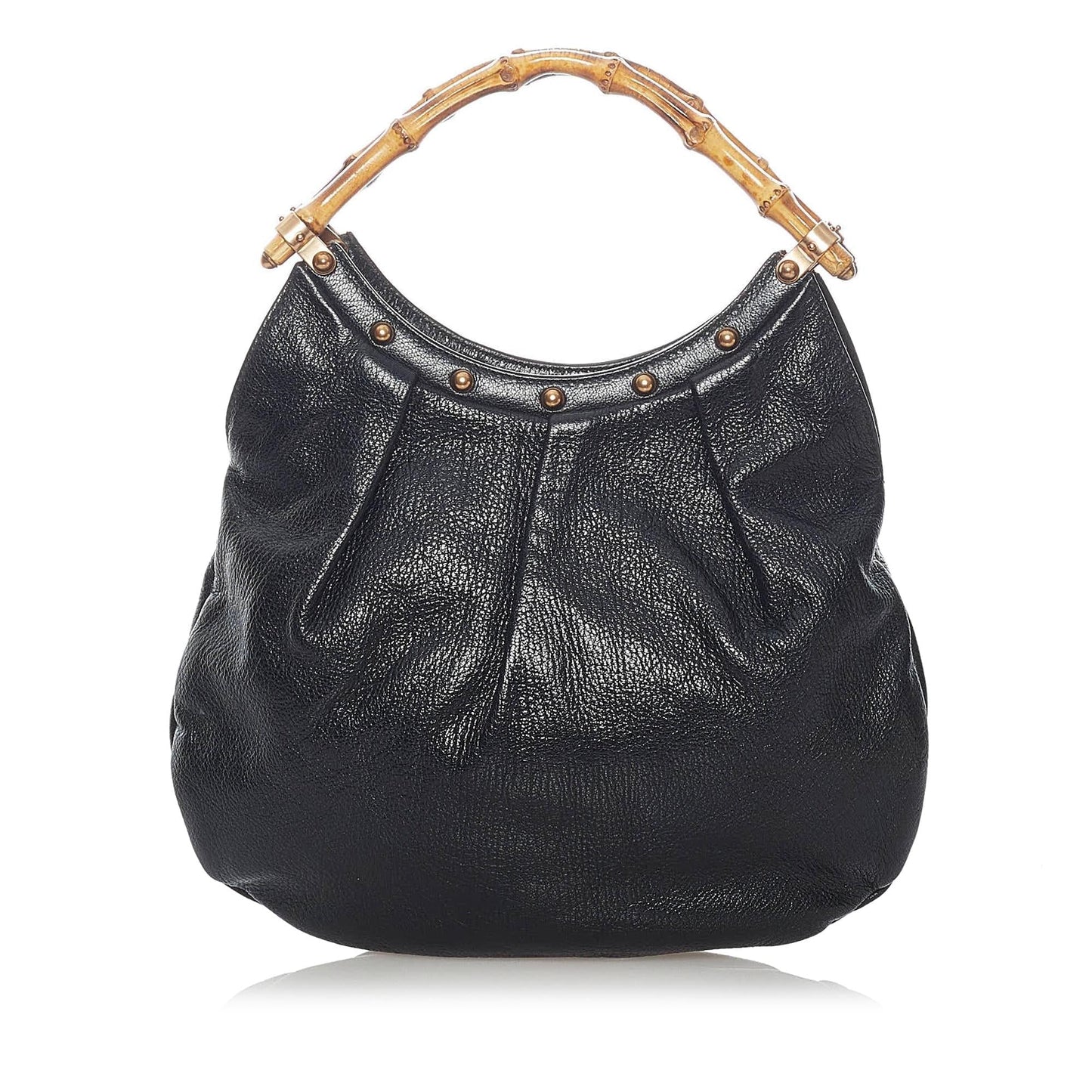 Gucci Bamboo SHG Leather Calf Black Satchel Bag 4