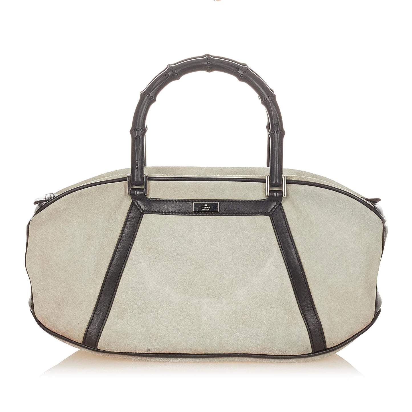 Gucci Bamboo SHG Leather Calf Black White Satchel Bag Handbag Shg