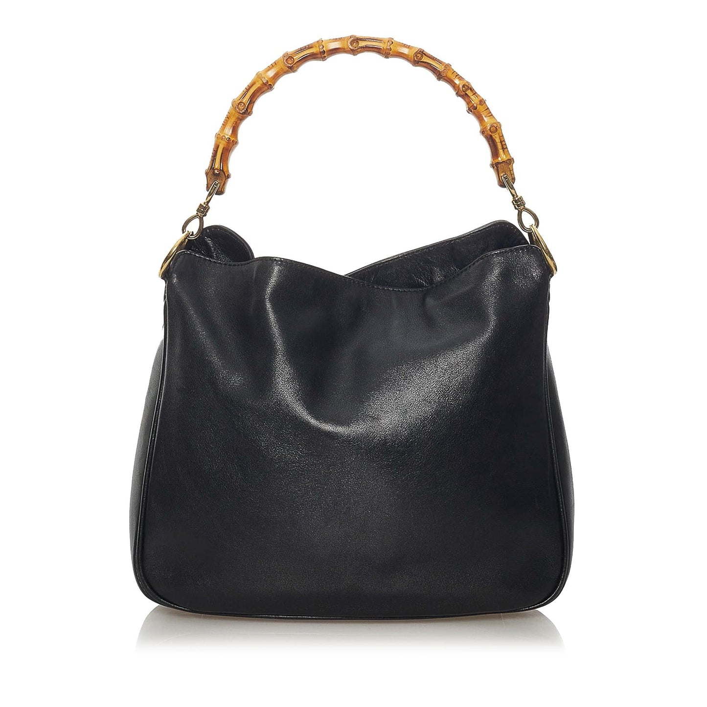Gucci Bamboo SHG Leather Calf Black Satchel Bag
