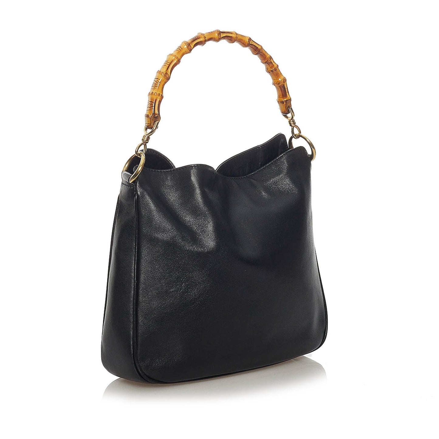 Gucci Bamboo SHG Leather Calf Black Satchel Bag