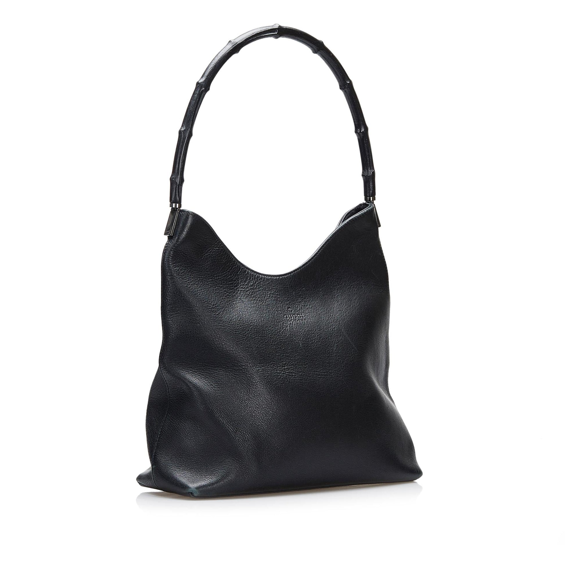 Gucci Bamboo SHG-V5HURz Leather Calf Black Shoulder Bag