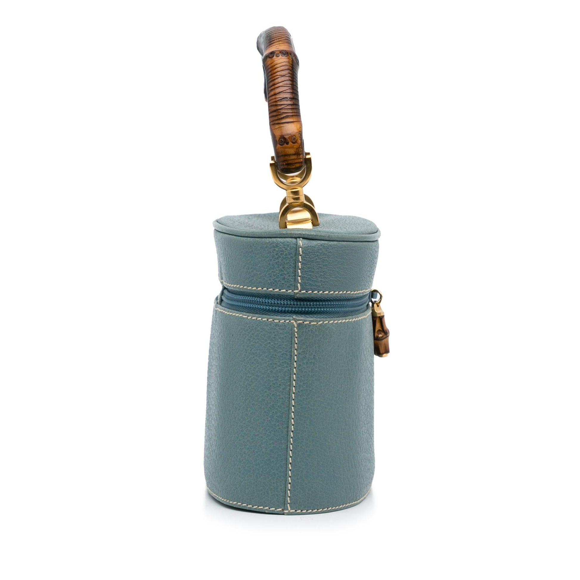 Gucci Bamboo Vanity SHG-2XKgsO Leather Calf Blue Handbag