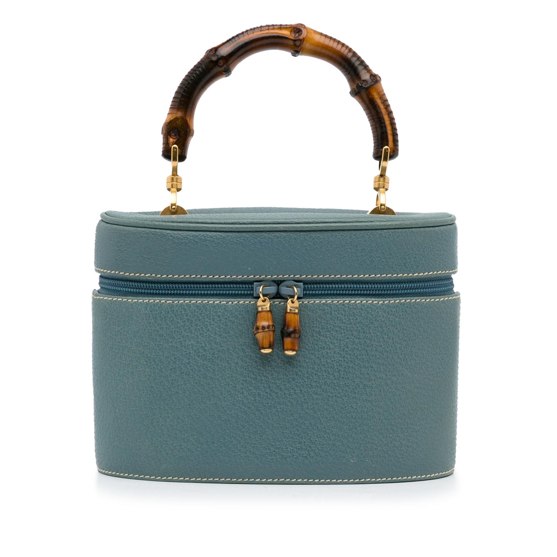 Gucci Bamboo Vanity SHG-2XKgsO Leather Calf Blue Handbag