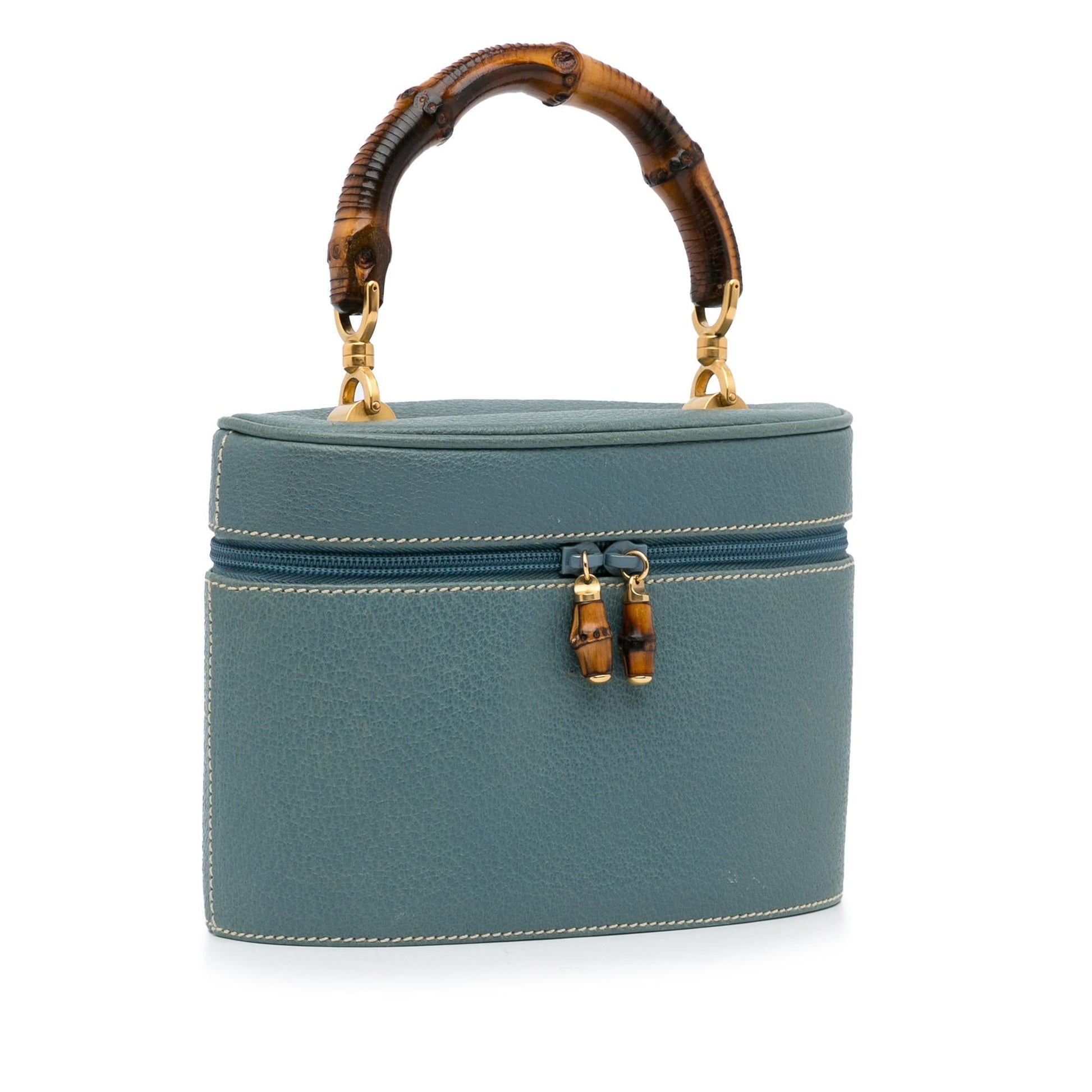 Gucci Bamboo Vanity SHG-2XKgsO Leather Calf Blue Handbag