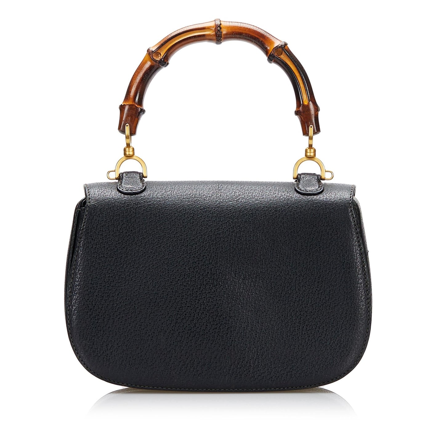 Gucci Bamboo Night SHG Calf Black Satchel Bag Handbag Shg