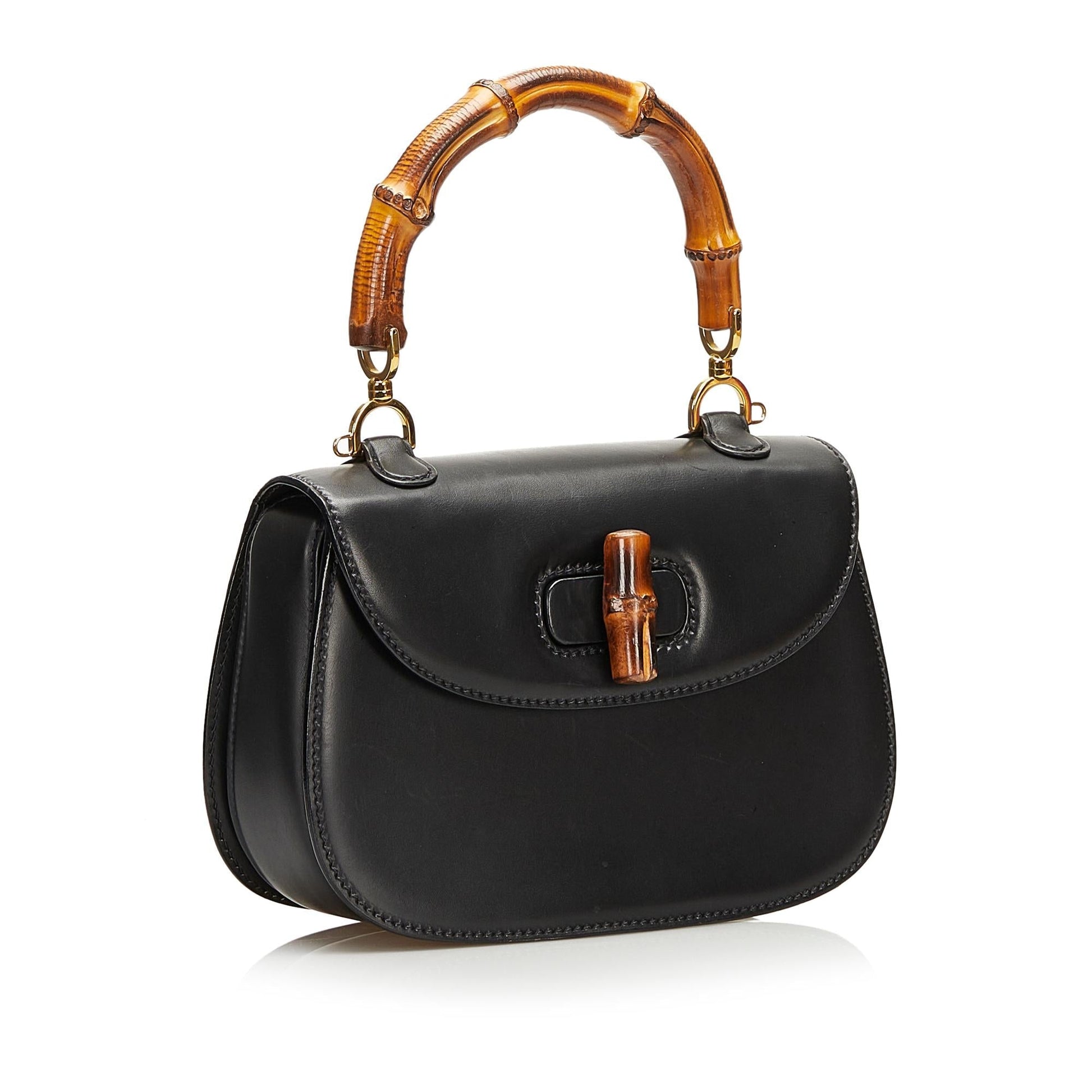 Gucci Bamboo Night SHG Calf Black Satchel Bag