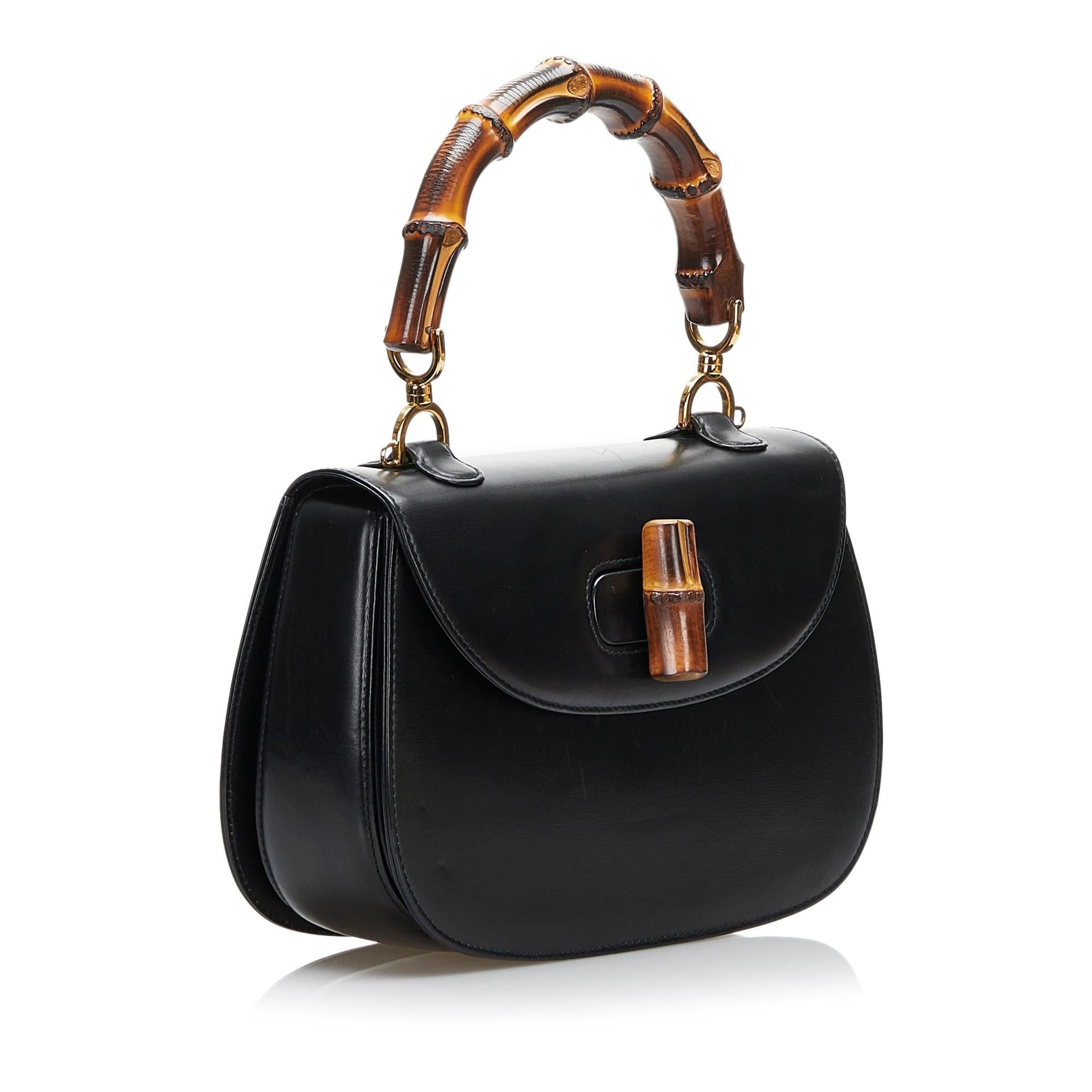 Gucci Bamboo Night SHG Calf Black Satchel Bag Night Shg