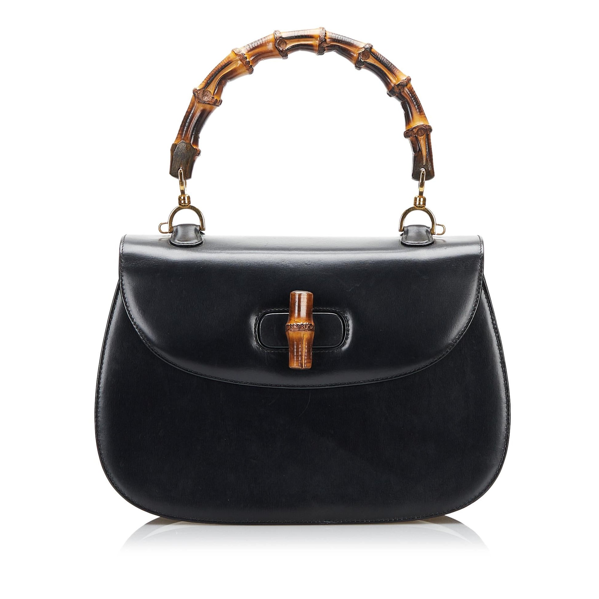 Gucci Bamboo Night SHG-IevI0I Calf Black Satchel Bag