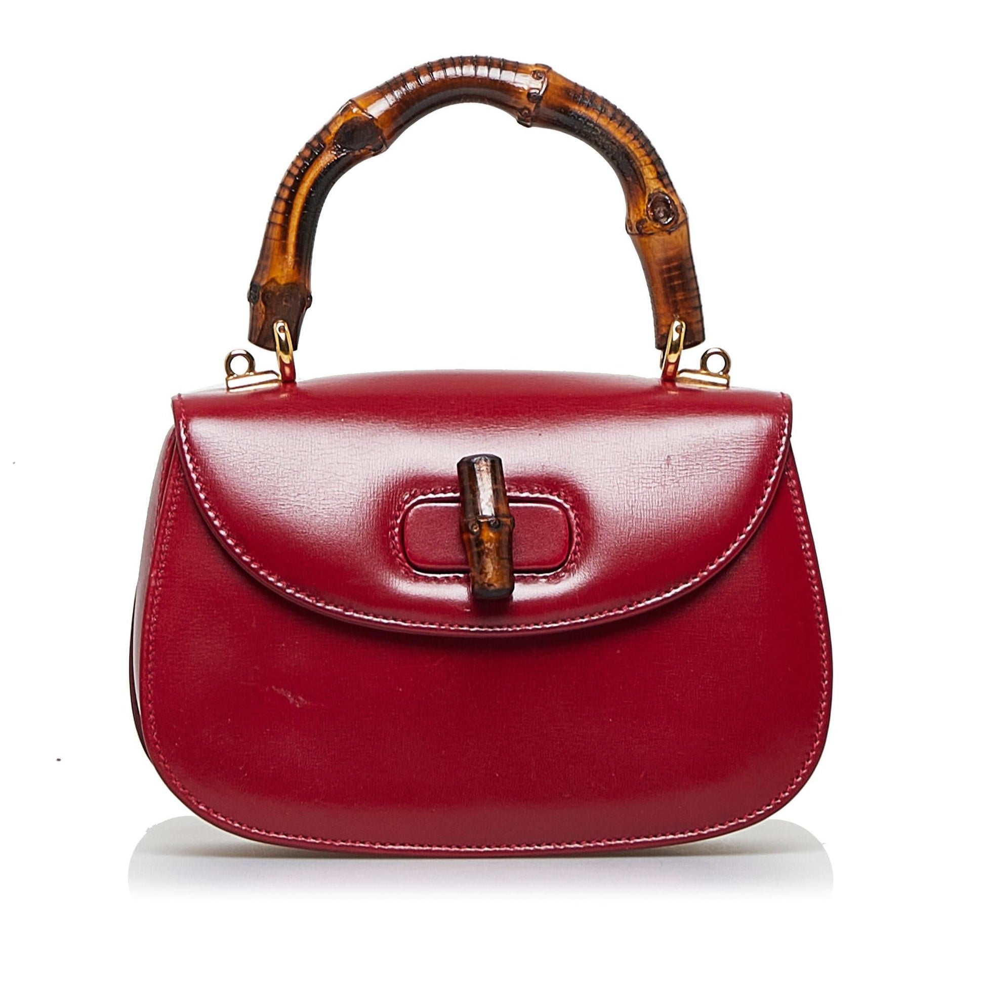 Gucci Bamboo Night SHG-Yws4Ca Calf Red Satchel Bag