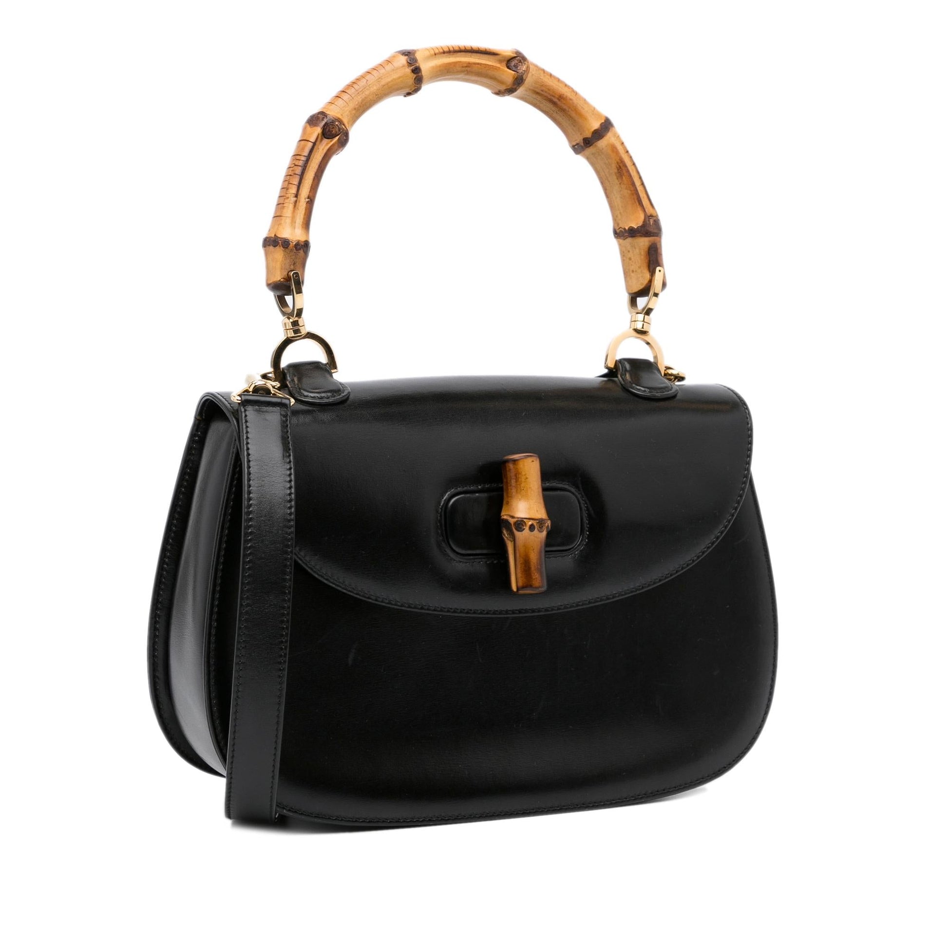 Gucci Bamboo Night SHG-mLHePu Calf Black Satchel Bag