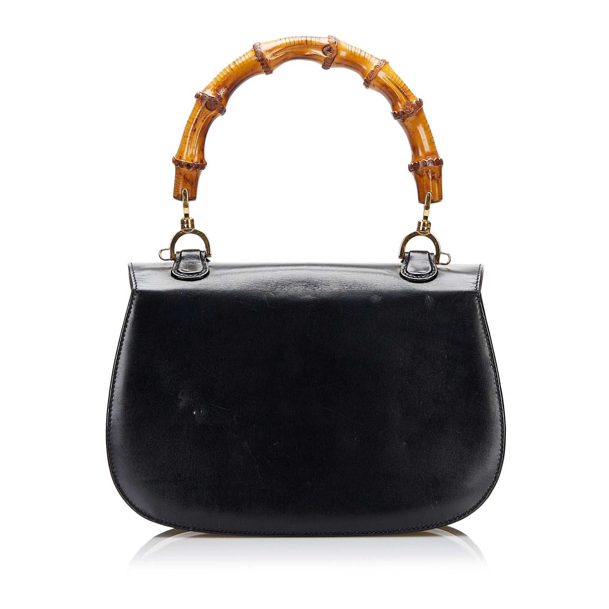 Gucci Bamboo Night SHG-Cgfz1H Calf Black Satchel Bag