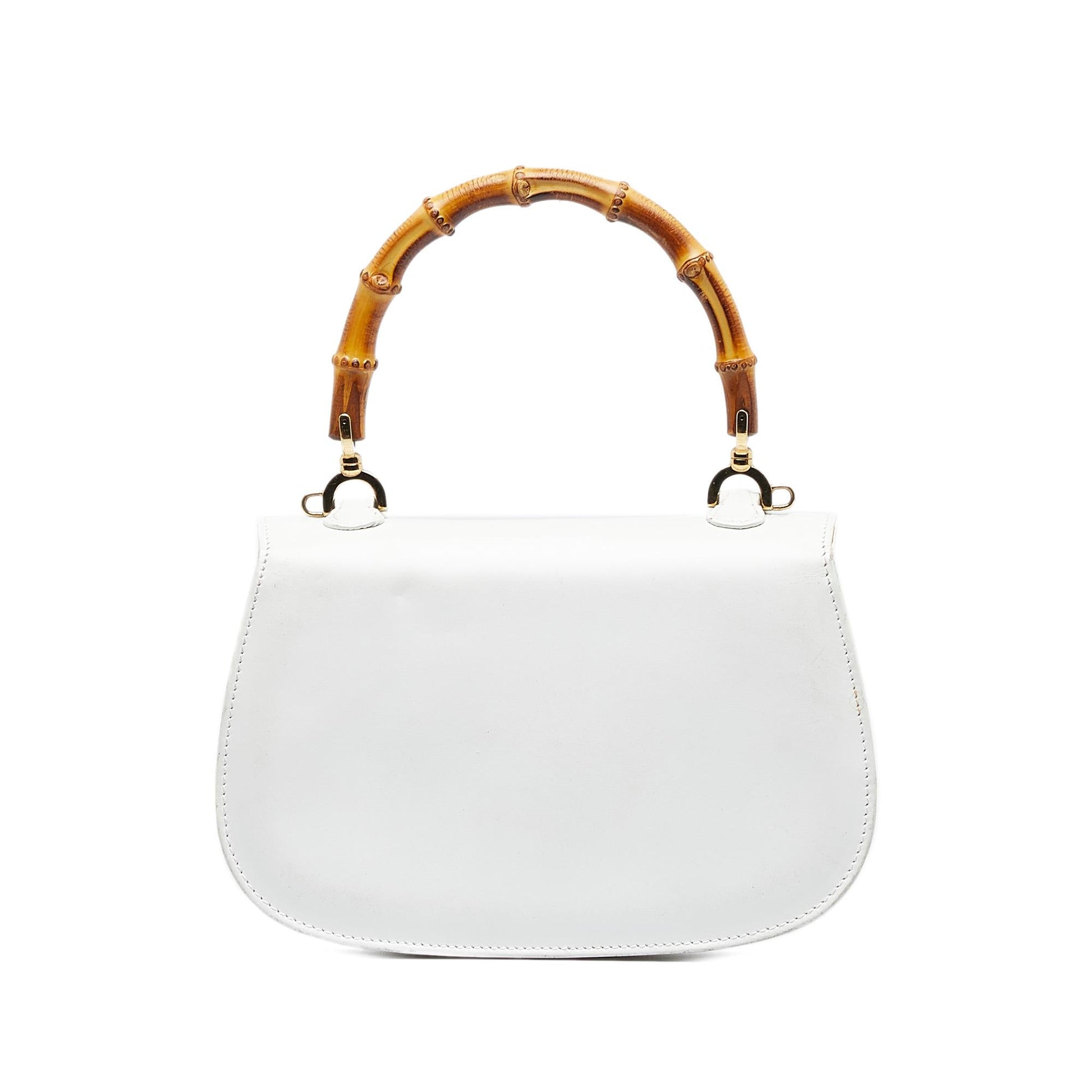 Gucci Bamboo Night SHG-xQqnJh Calf White Satchel Bag