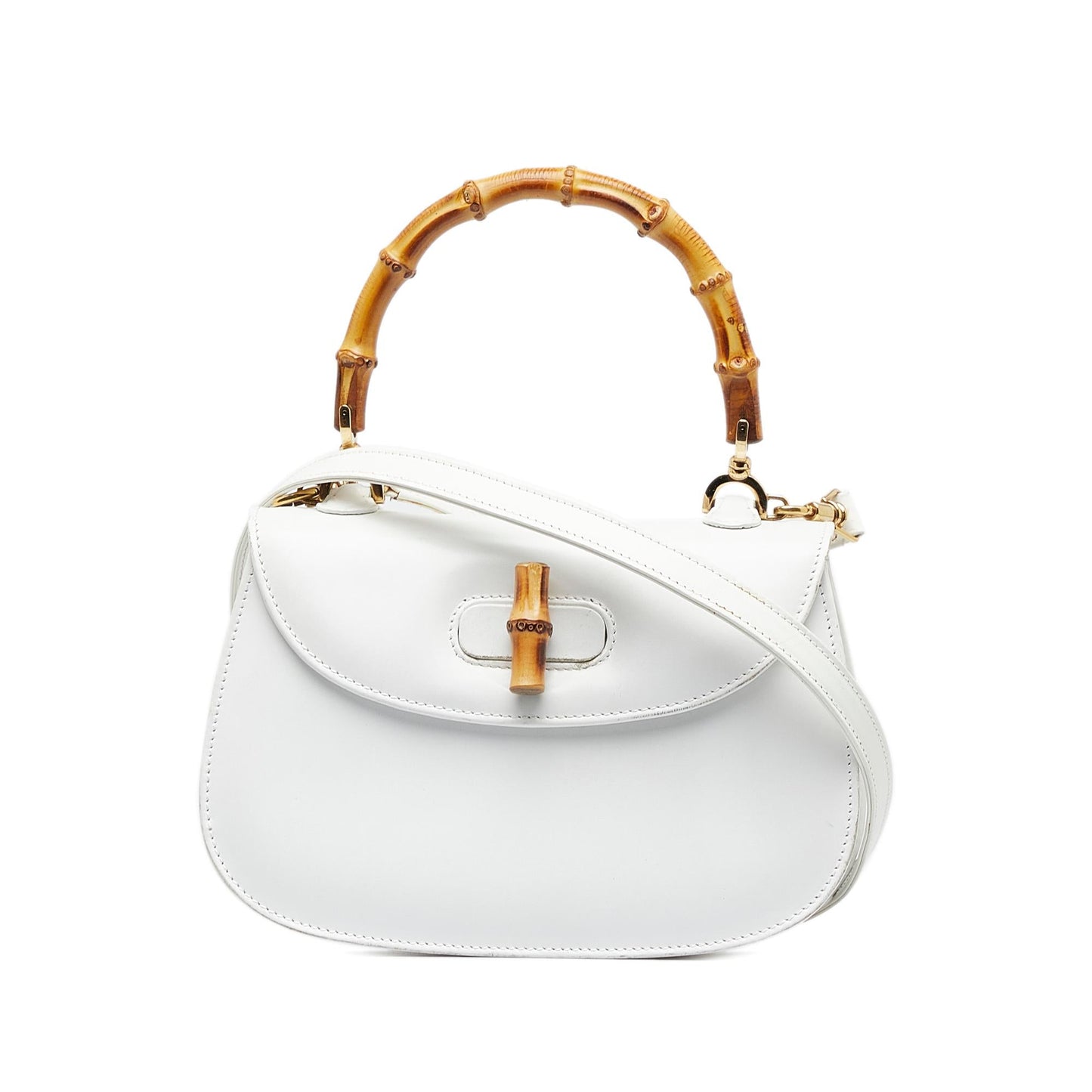 Gucci Bamboo Night SHG-xQqnJh Calf White Satchel Bag