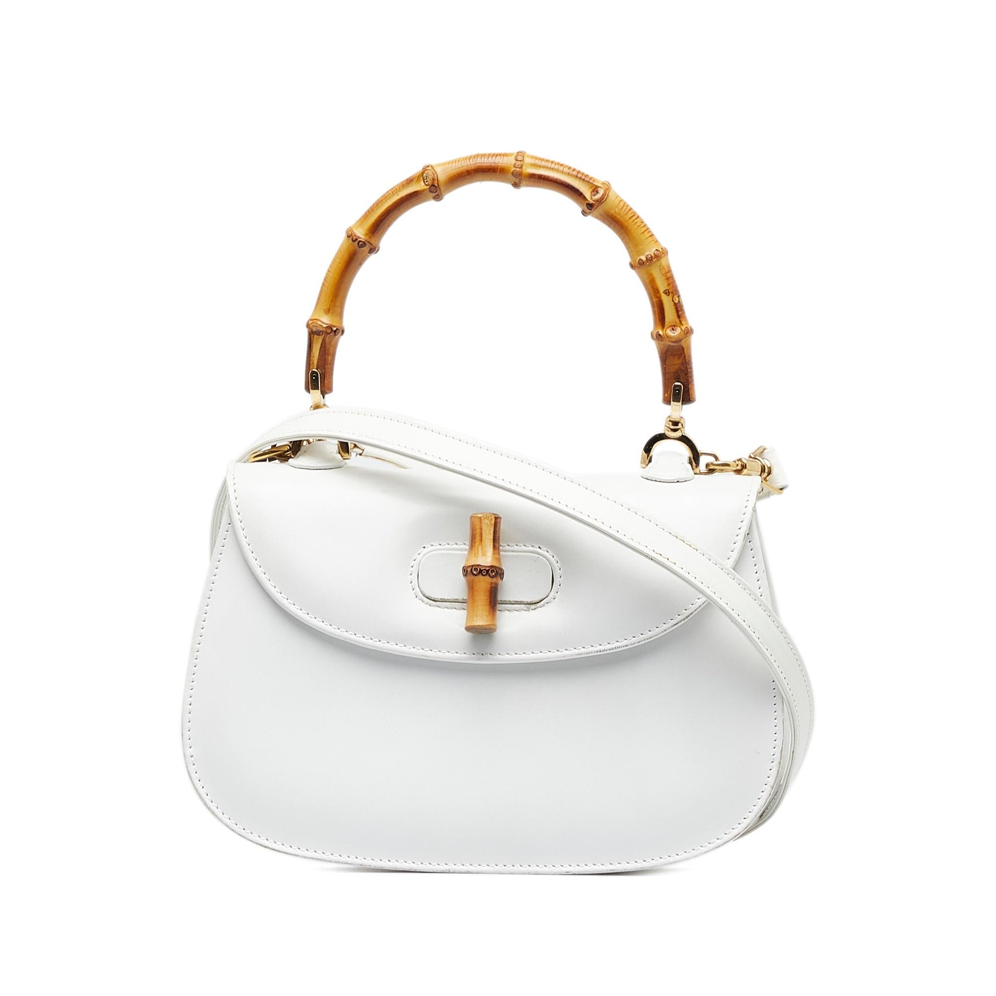 Gucci Bamboo Night SHG-xQqnJh Calf White Satchel Bag