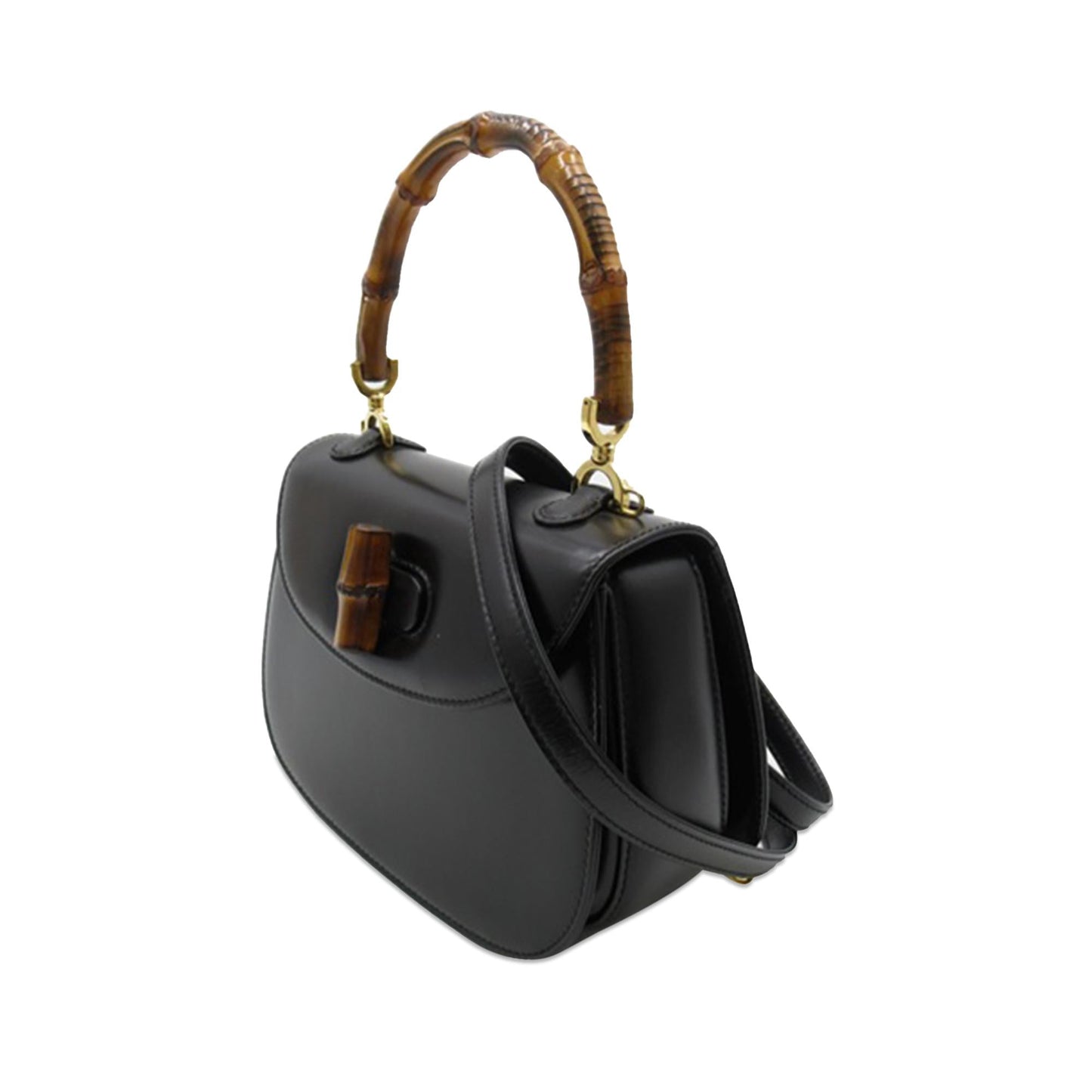 Gucci Bamboo Night SHG-6CuMBl Calf Black Satchel Bag