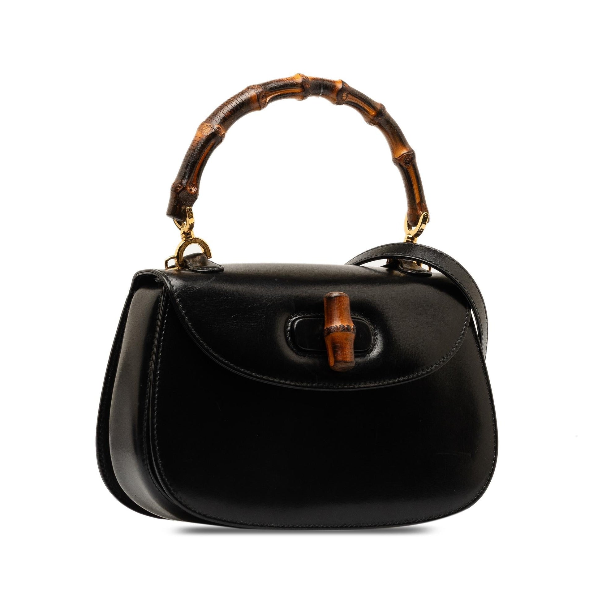 Gucci Bamboo Night SHG-neKgcI Calf Black Satchel Bag