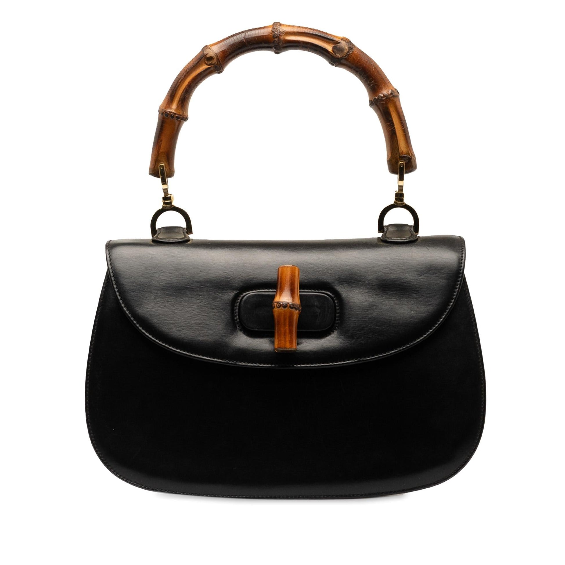 Gucci Bamboo Night SHG-AJNdT1 Calf Black Satchel Bag