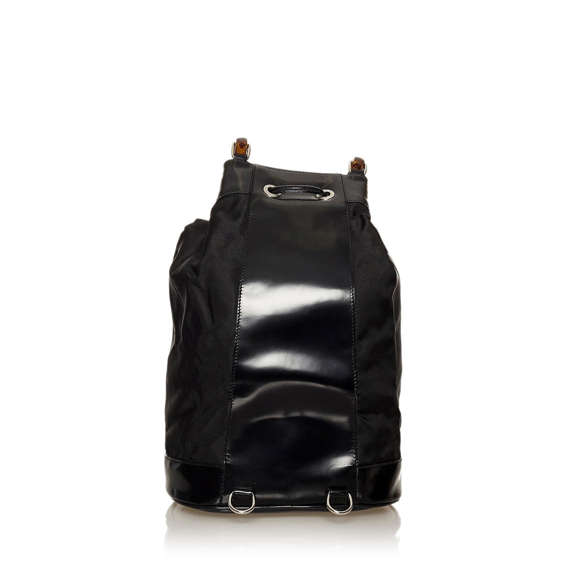 Gucci Bamboo SHG Nylon Black Bucket Shoulder Bag Bag Shg