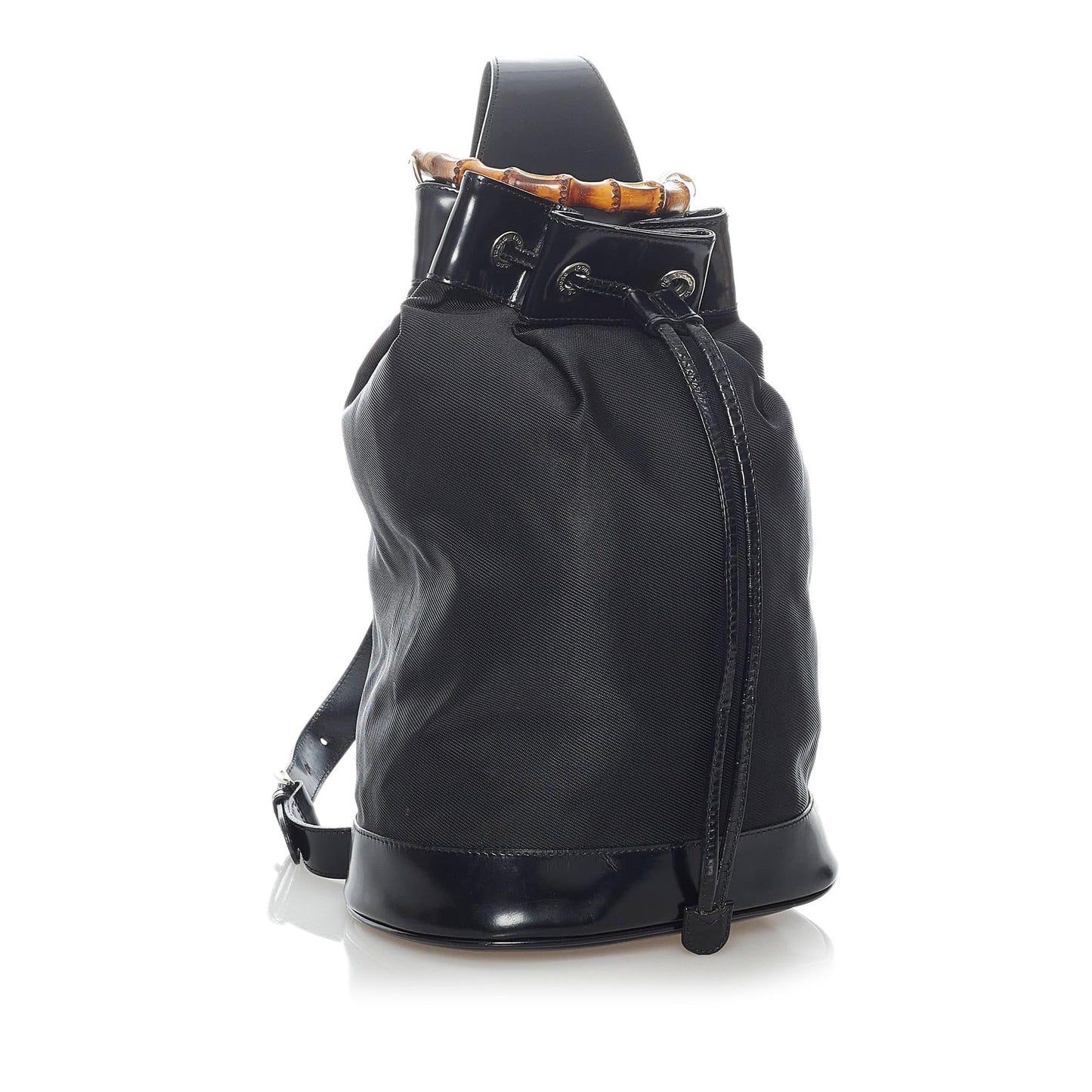 Gucci Bamboo SHG Nylon Black Bucket Shoulder Bag