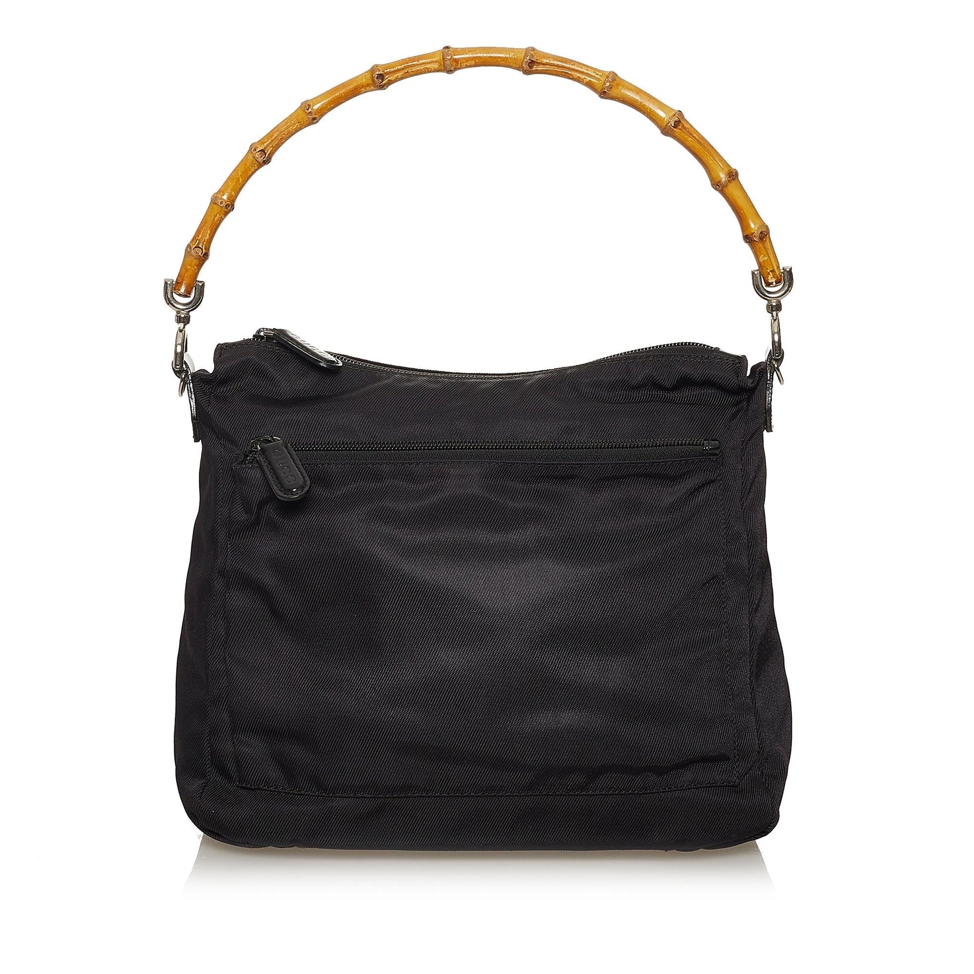 Gucci Bamboo SHG Nylon Black Satchel Bag Handbag Shg