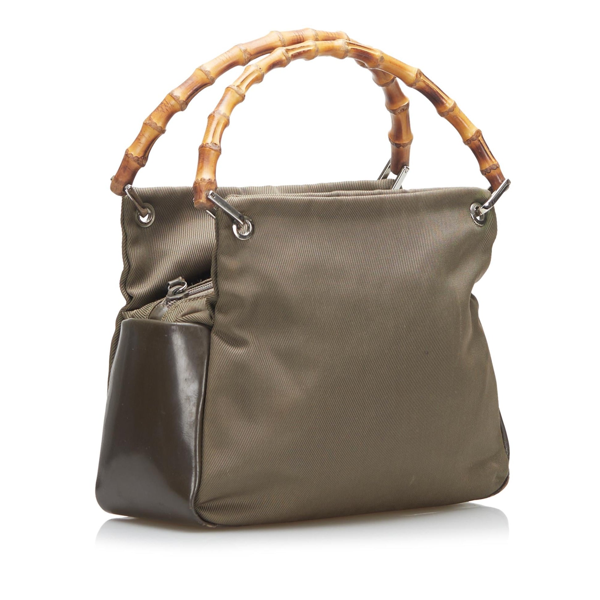 Gucci Bamboo SHG Nylon Brown Satchel Bag