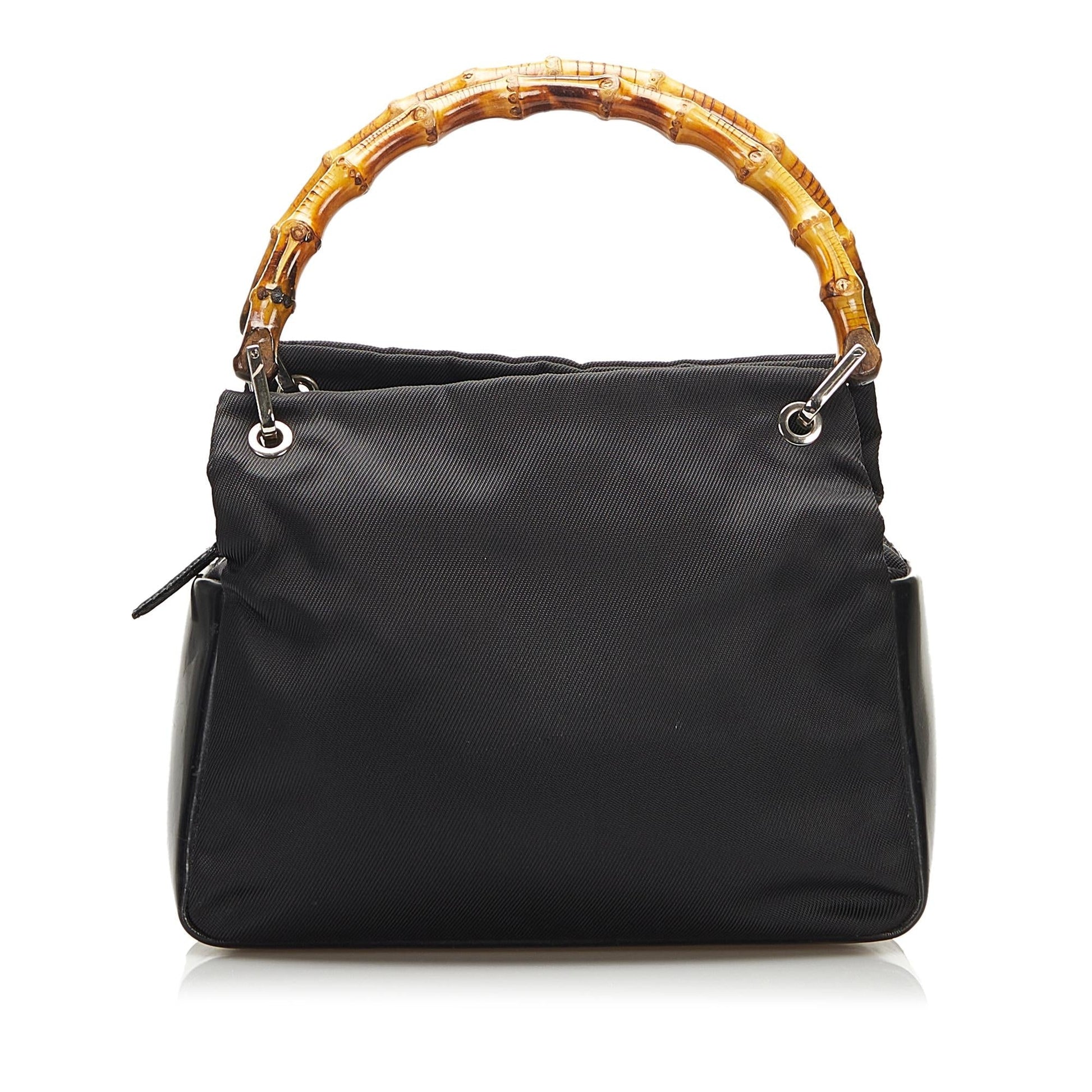 Gucci Bamboo SHG-bNzyNE Nylon Black Satchel Bag