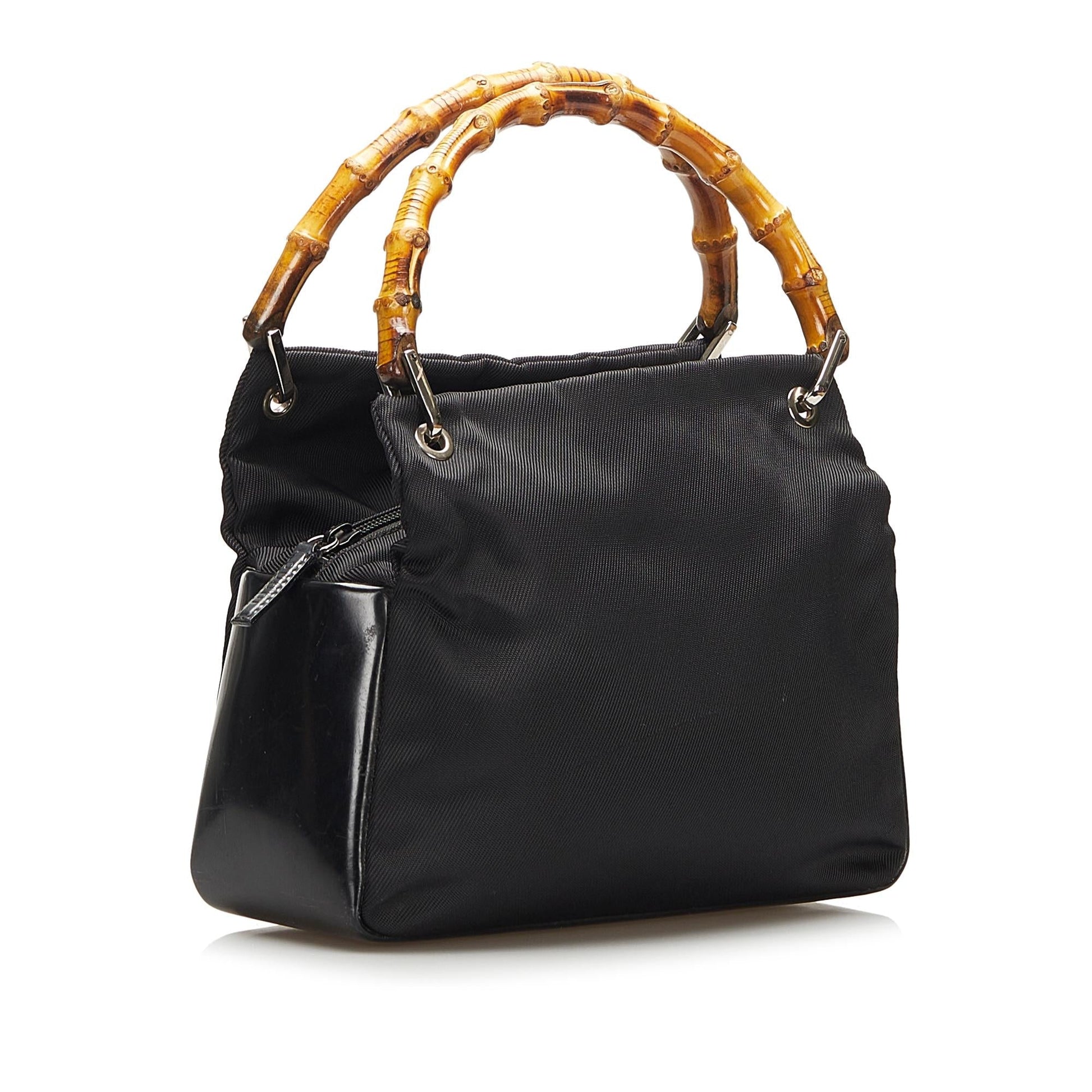 Gucci Bamboo SHG-bNzyNE Nylon Black Satchel Bag