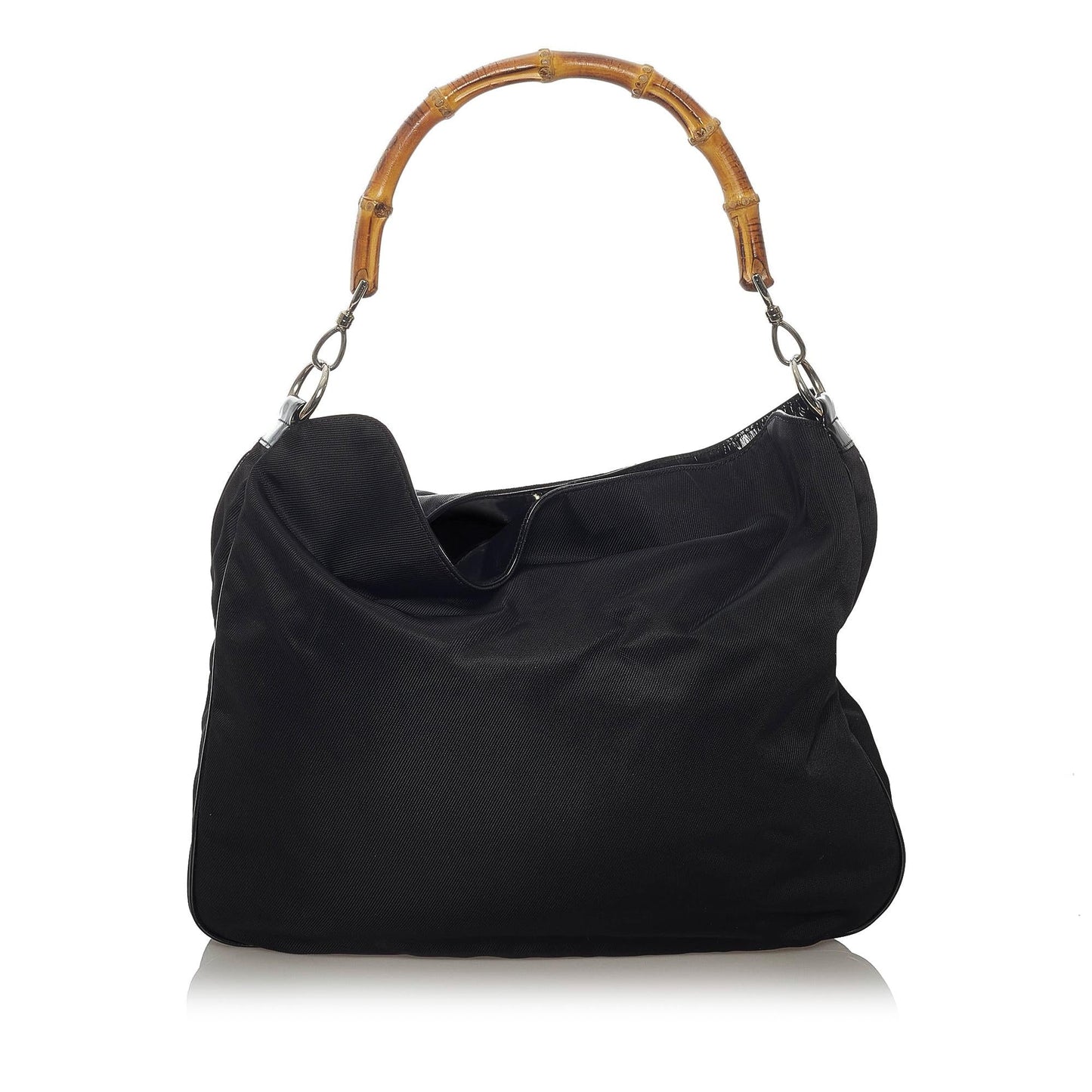 Gucci Bamboo SHG Nylon Blue Satchel Bag