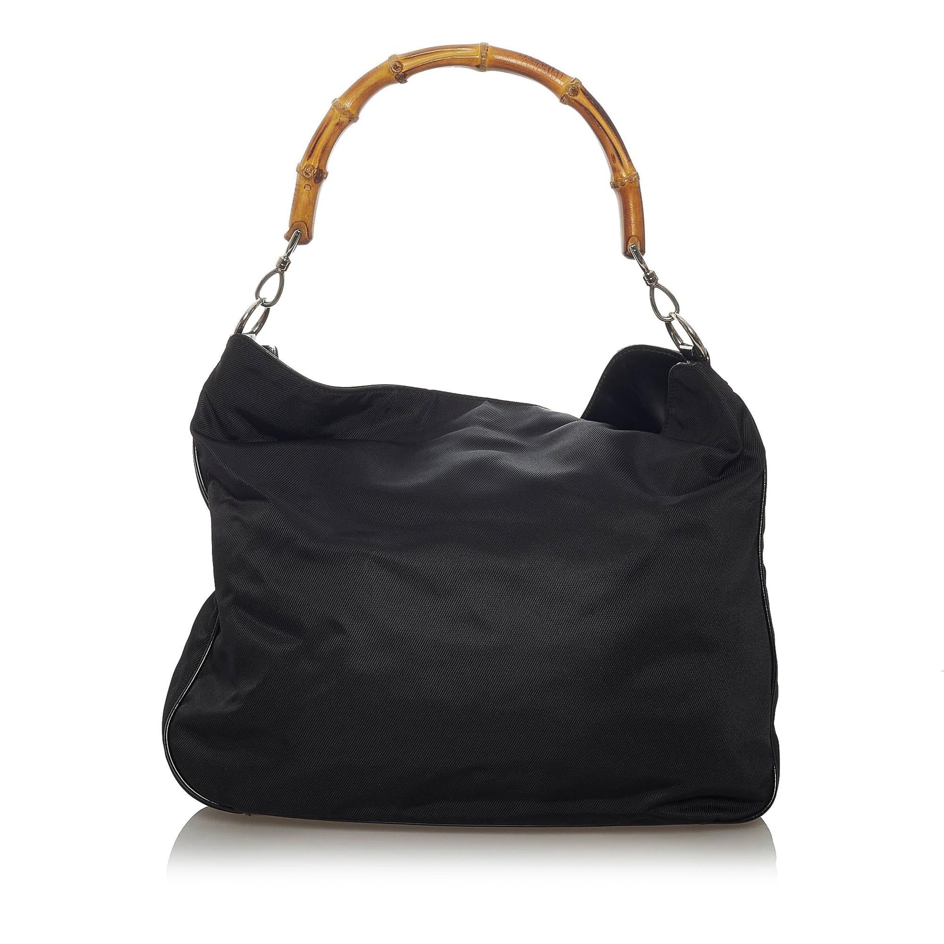 Gucci Bamboo SHG Nylon Blue Satchel Bag