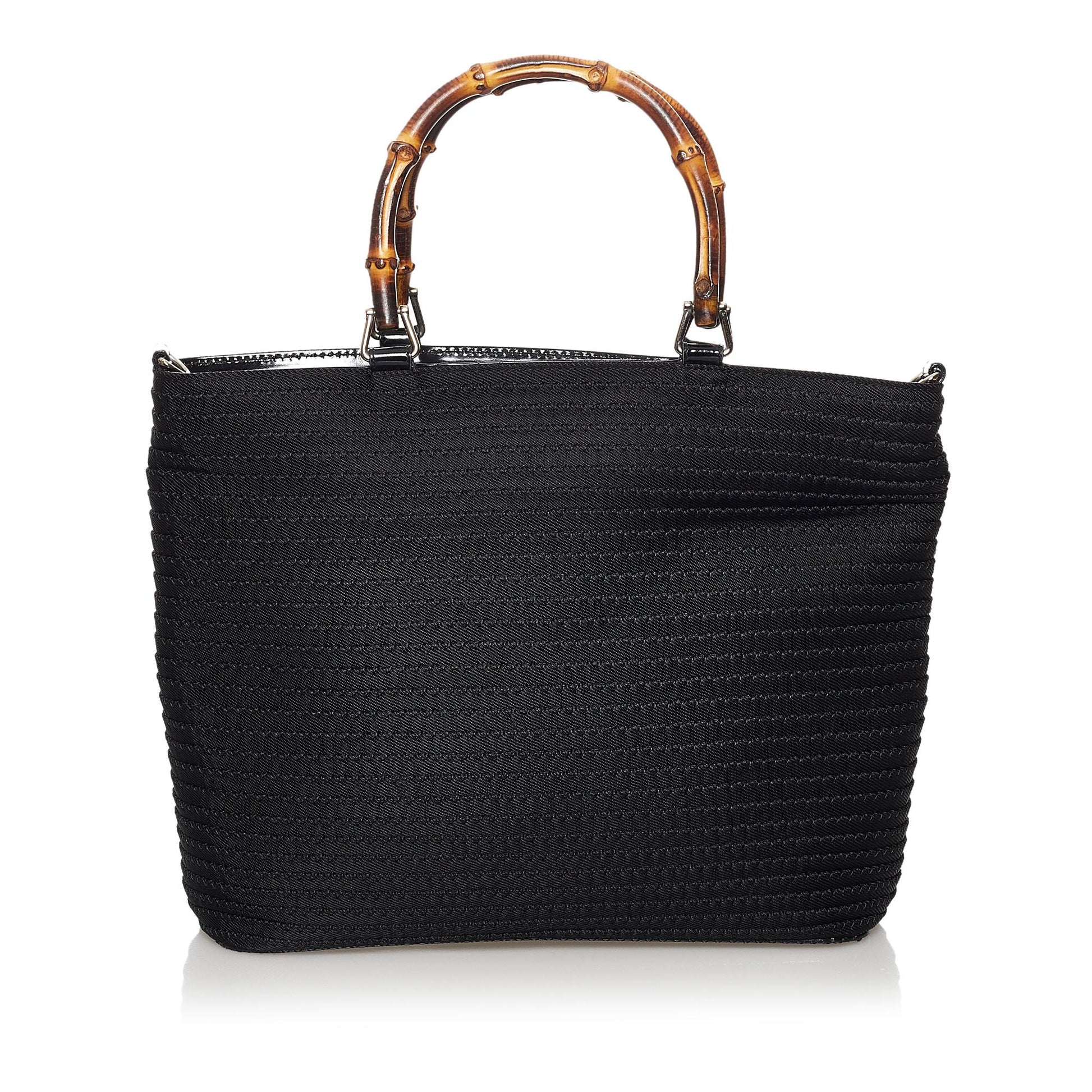 Gucci Bamboo SHG Nylon Black Satchel Bag 6