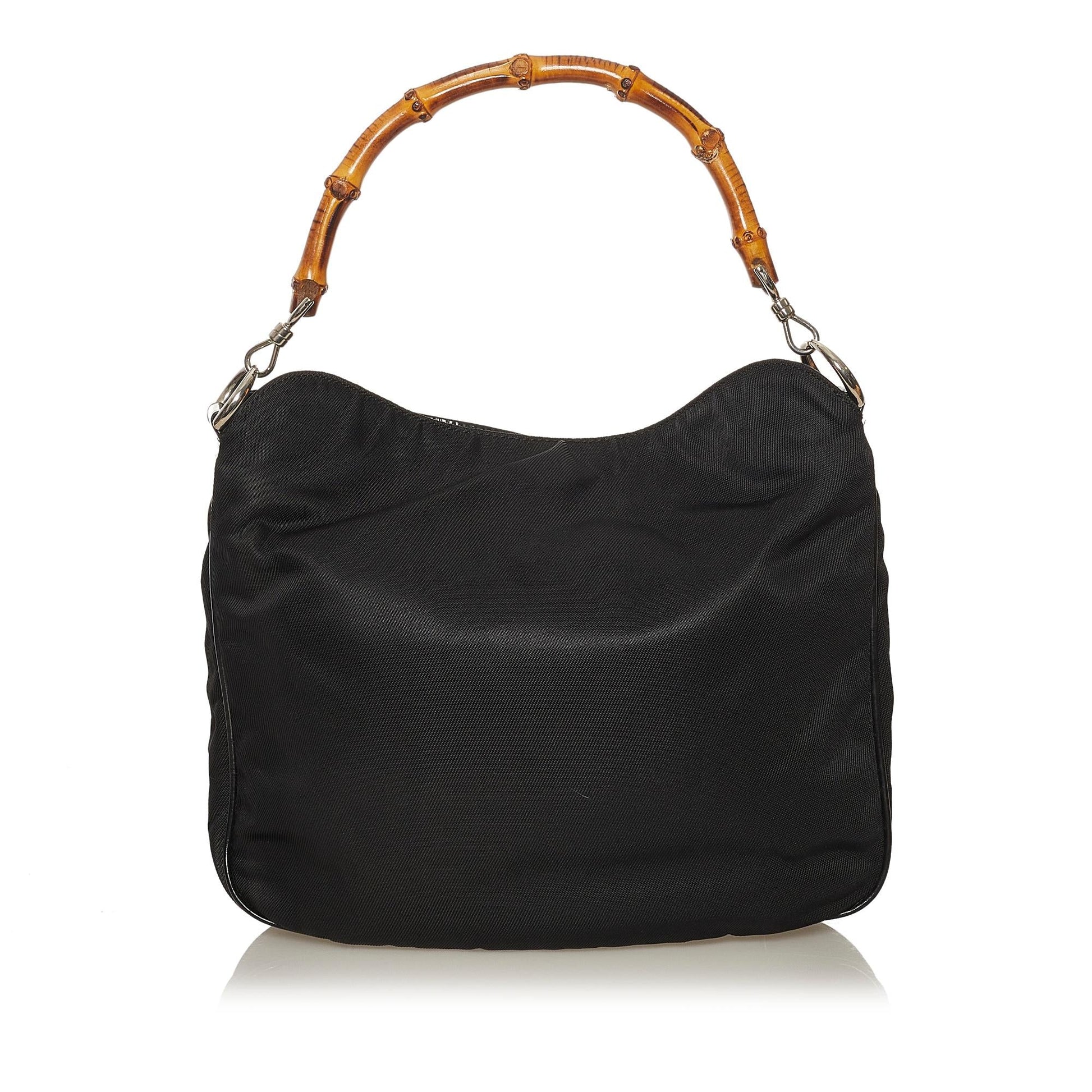 Gucci Bamboo SHG Nylon Black Satchel Bag
