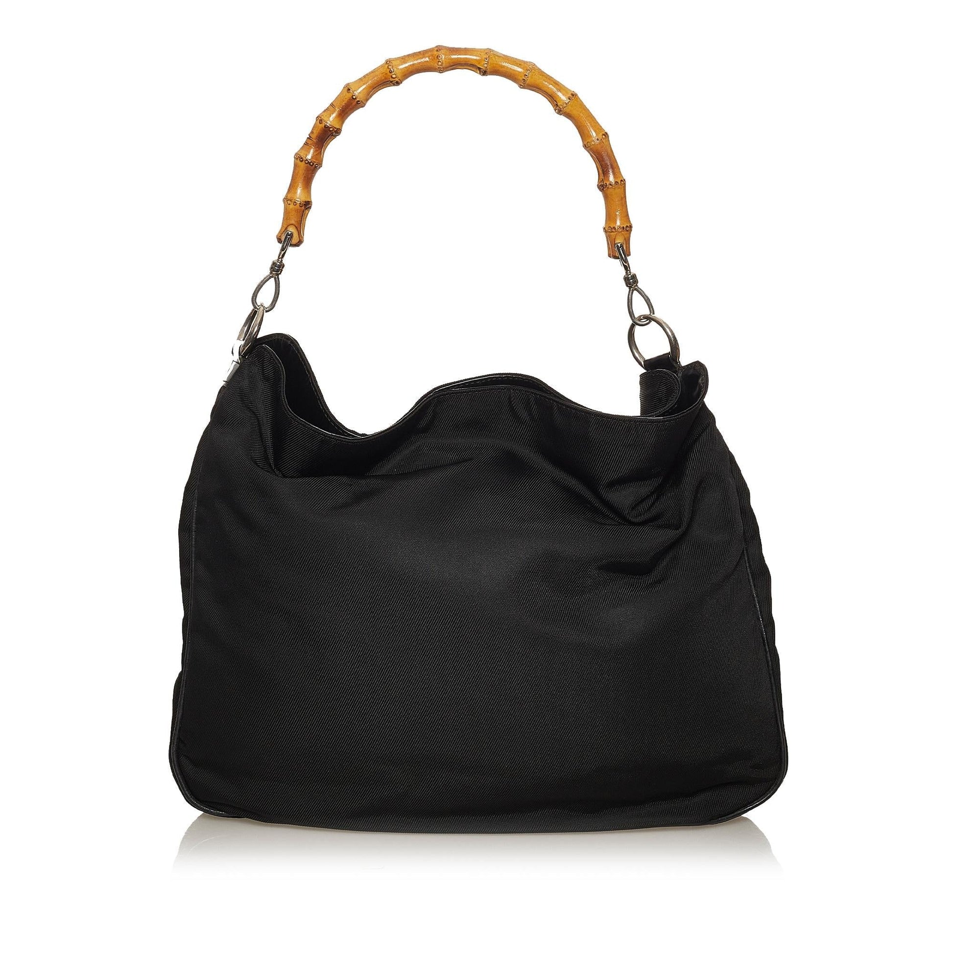 Gucci Bamboo SHG-fSqu3W Nylon Black Satchel Bag
