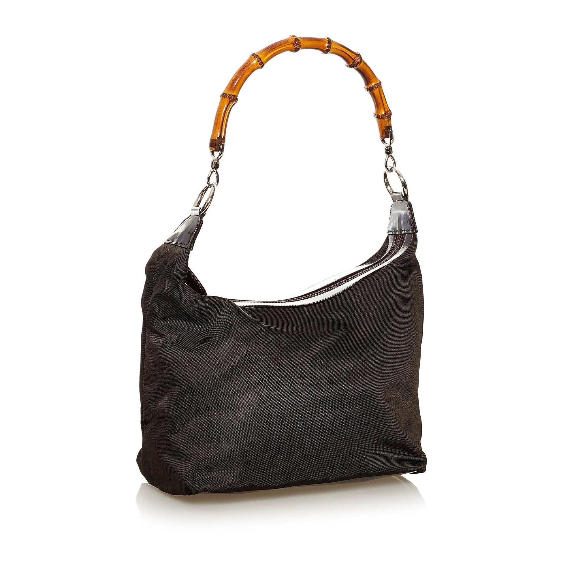 Gucci Bamboo SHG-sbzy7I Canvas Nylon Black Shoulder Bag