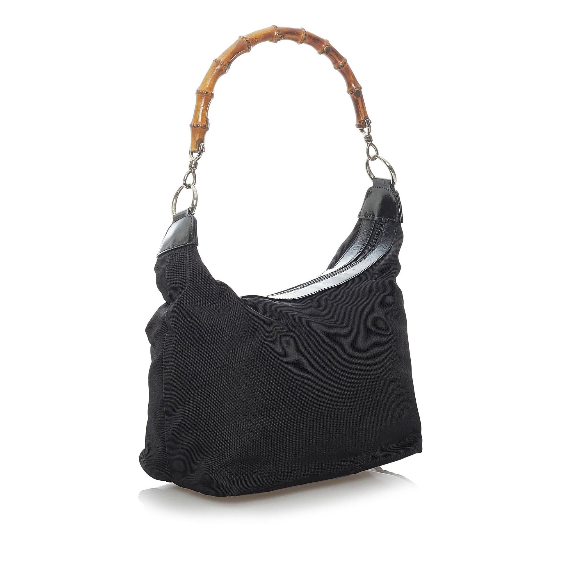 Gucci Bamboo SHG-vldL1X Nylon Black Brown Shoulder Bag