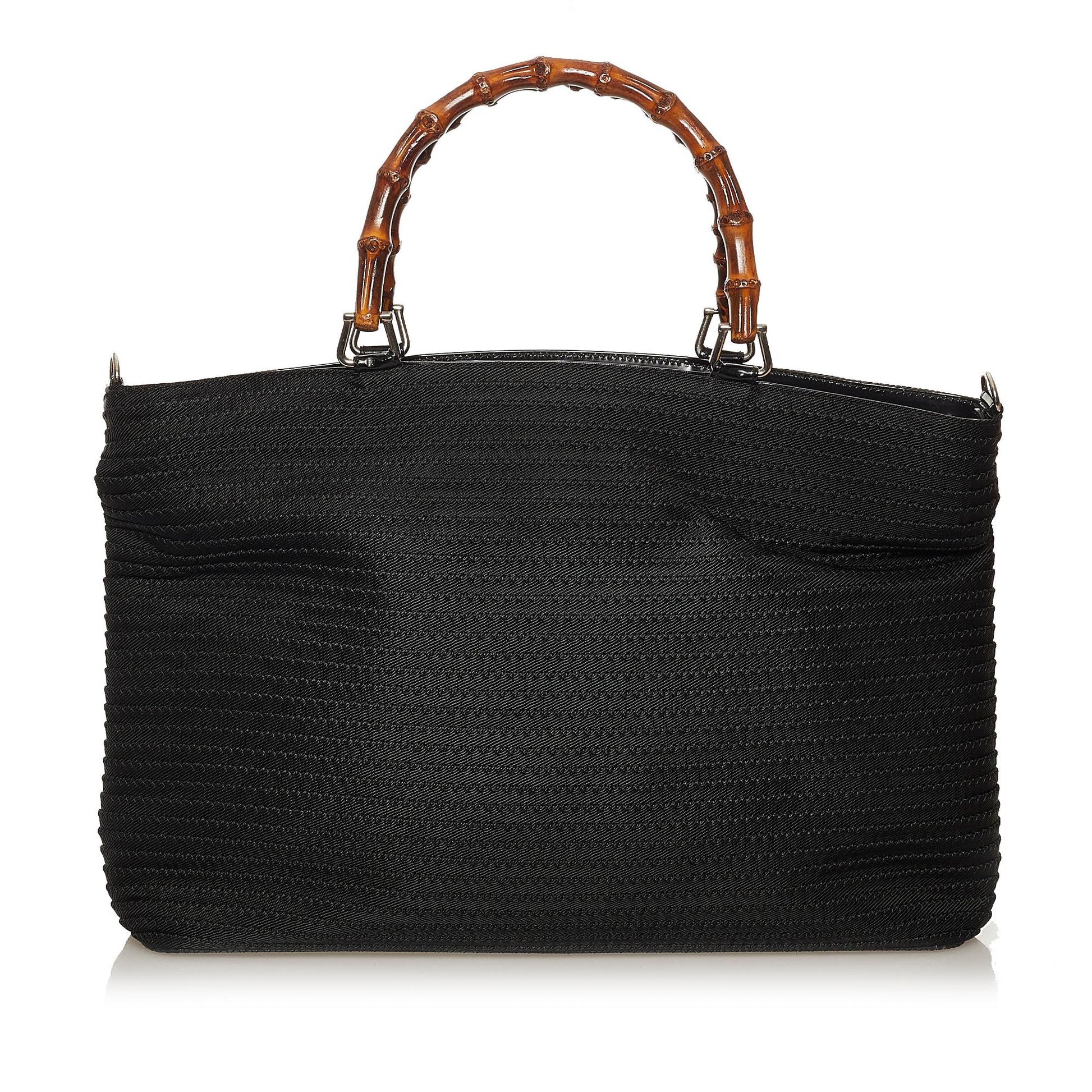 Gucci Bamboo SHG Nylon Black Tote Bag Bag Shg