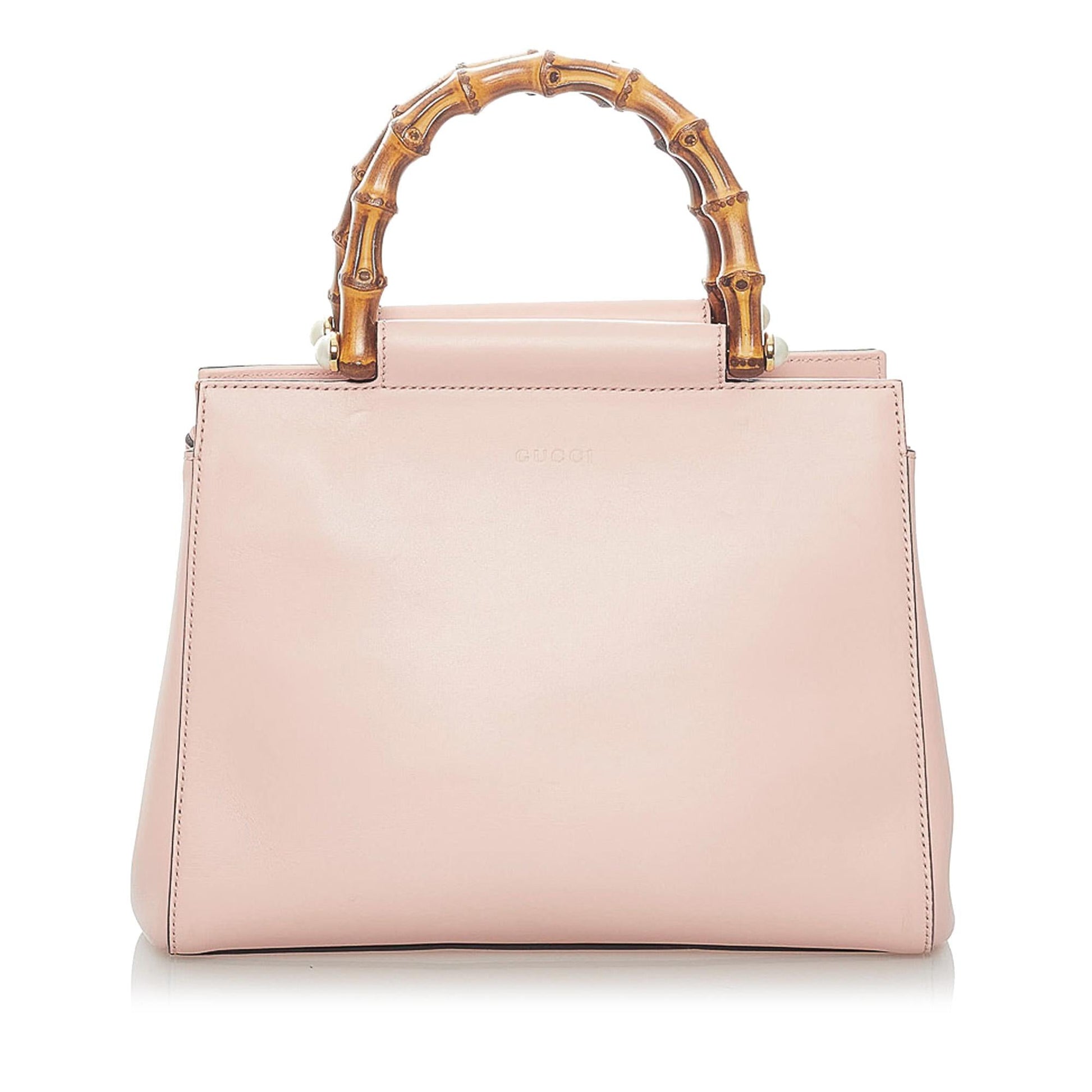 Gucci Bamboo Nymphaea SHG Leather Calf Pink Satchel Bag