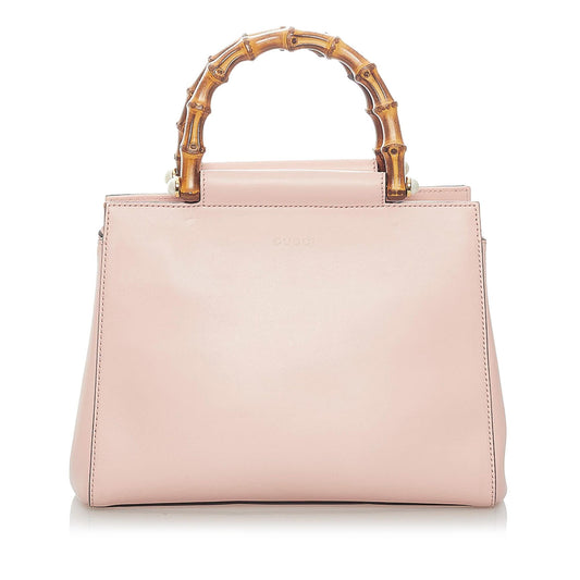 Gucci Bamboo Nymphaea SHG Leather Calf Pink Satchel Bag