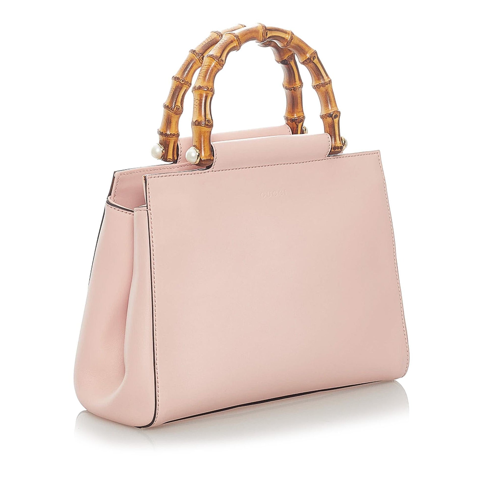 Gucci Bamboo Nymphaea SHG Leather Calf Pink Satchel Bag
