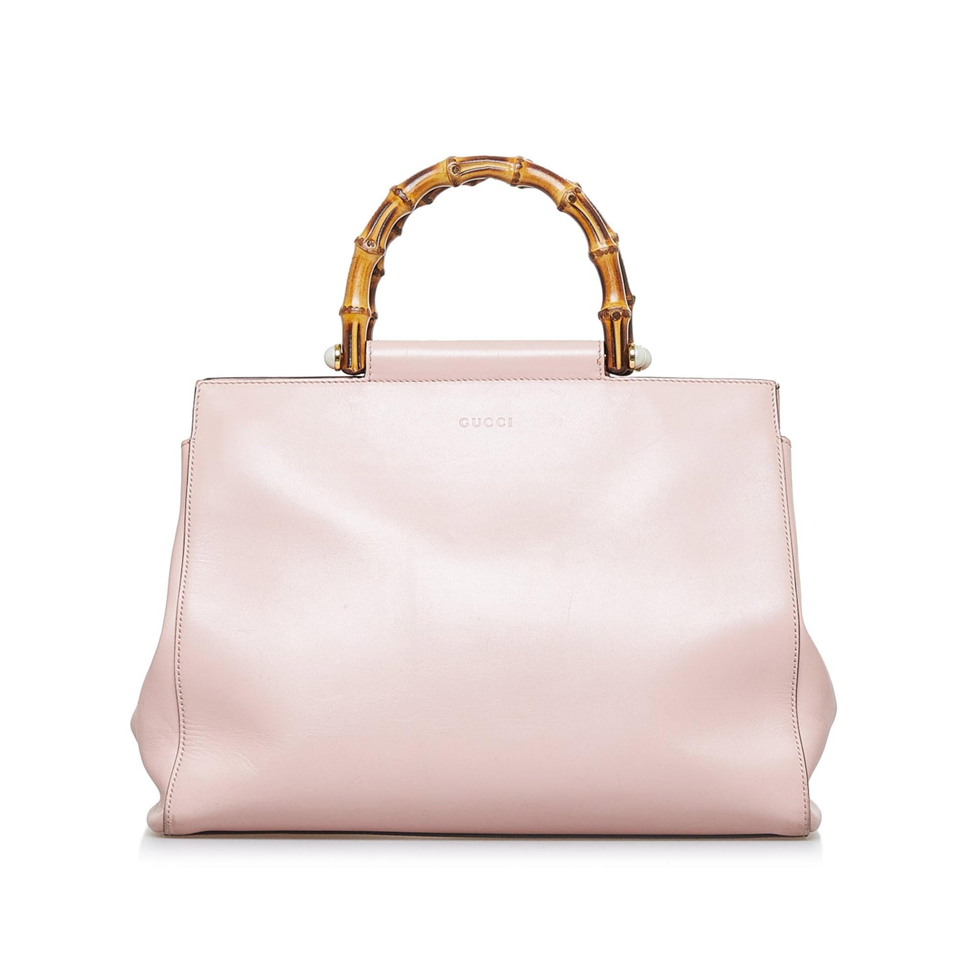 Gucci Bamboo Nymphaea SHG-XgYGO6 Calf Pink Satchel Bag
