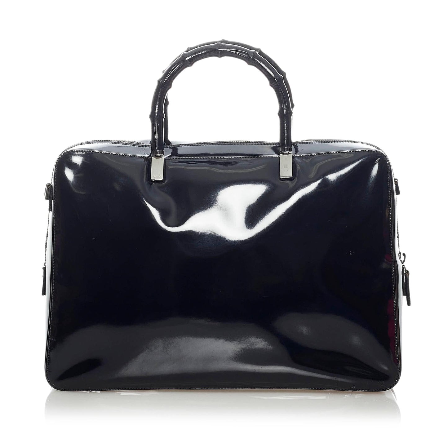 Gucci Bamboo SHG Leather Patent Black Satchel Bag