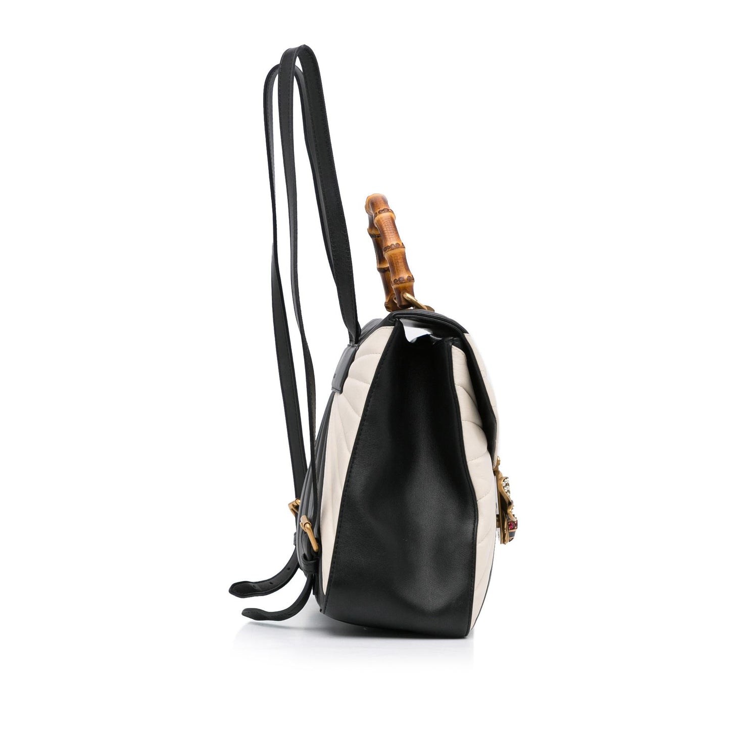 Gucci Bamboo Queen Margaret Backpack SHG-05phTC Calf Black White