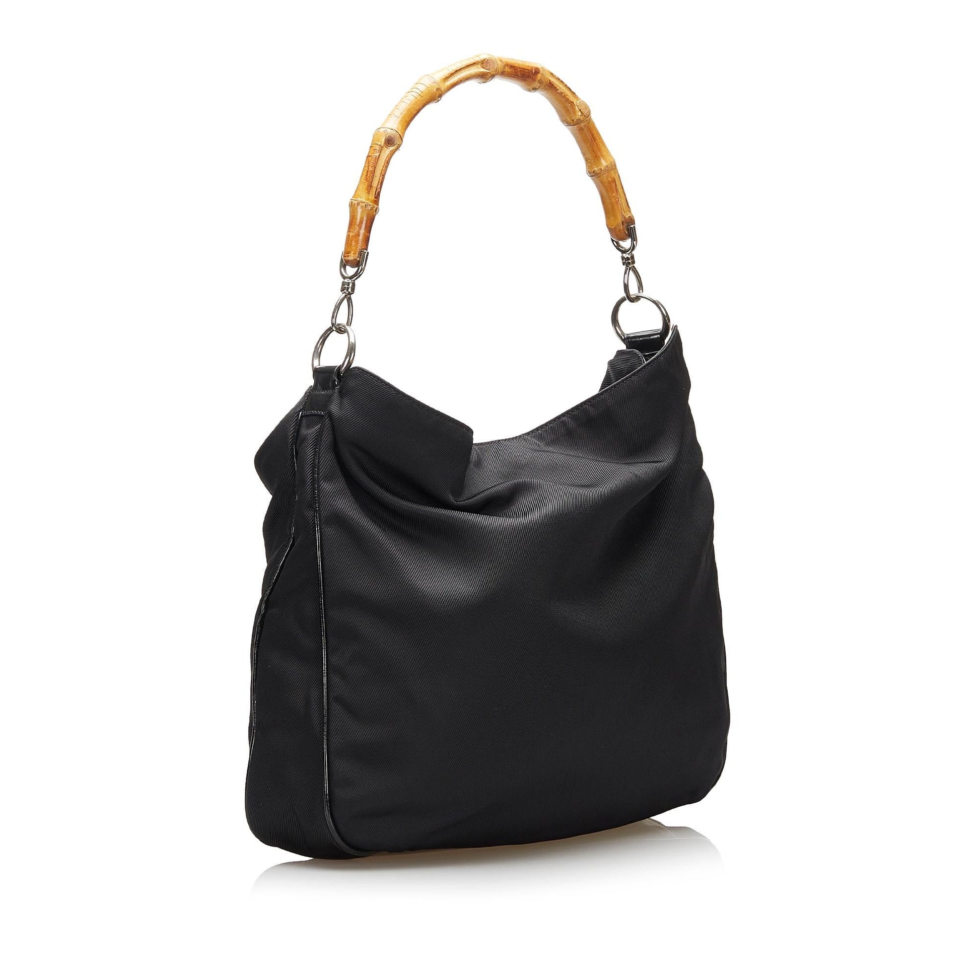 Gucci Bamboo SHG Nylon Black Satchel Bag 4